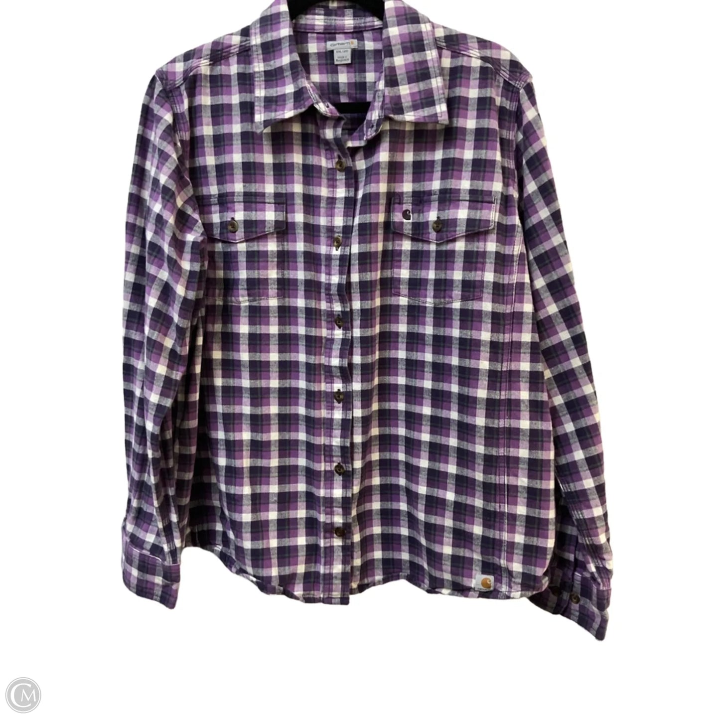 Top Long Sleeve By Carhartt In Purple & White, Size: Xxl