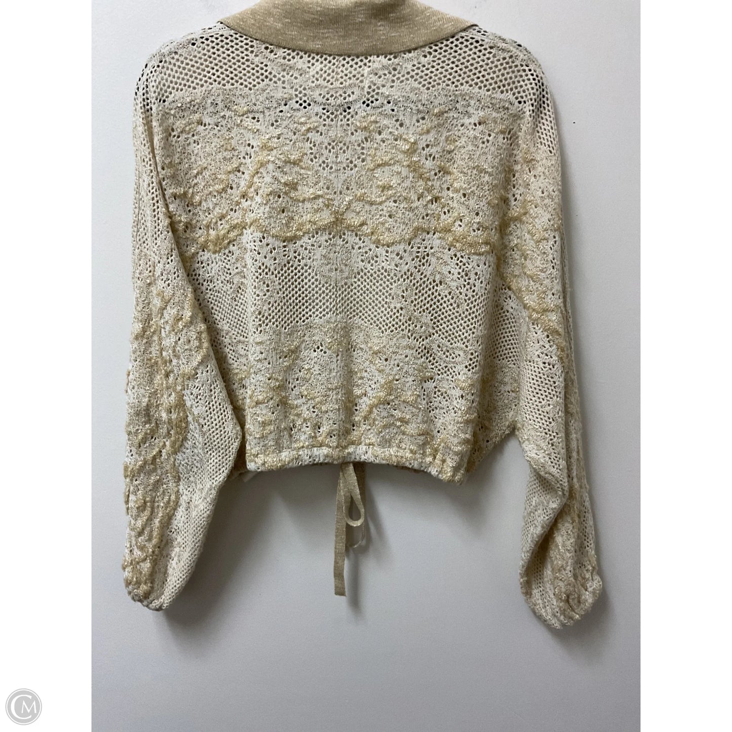 Sweater Cardigan By Anthropologie In Tan & White, Size: L