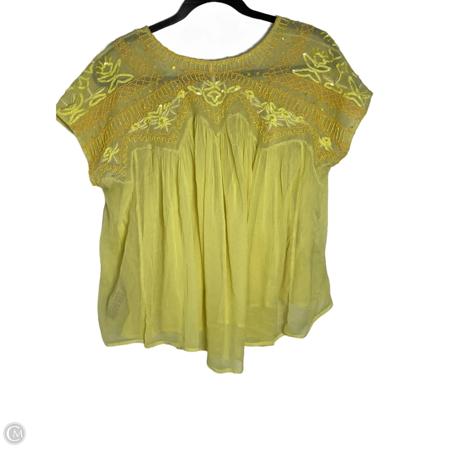 Blouse Short Sleeve By Free People In Yellow, Size: Xs