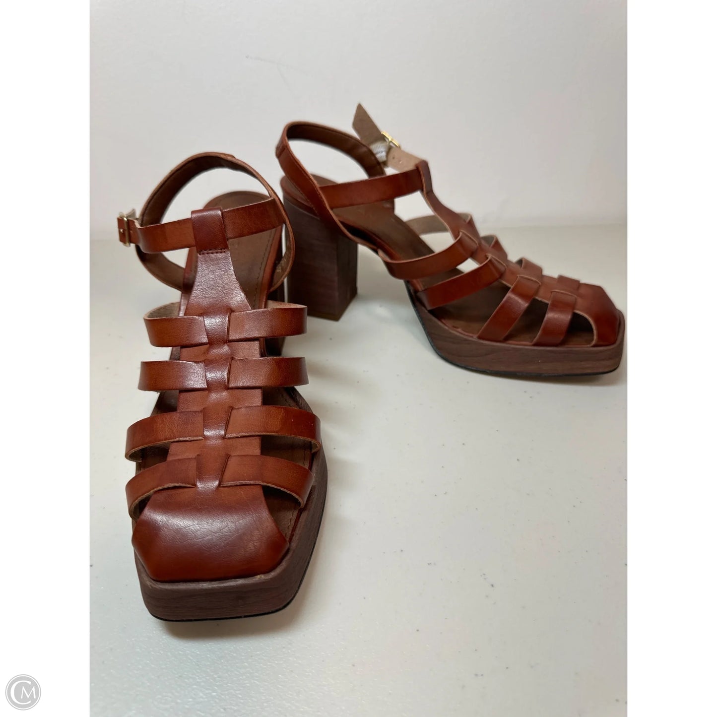 Shoes Heels Block By Clothes Mentor In Brown, Size: 7.5
