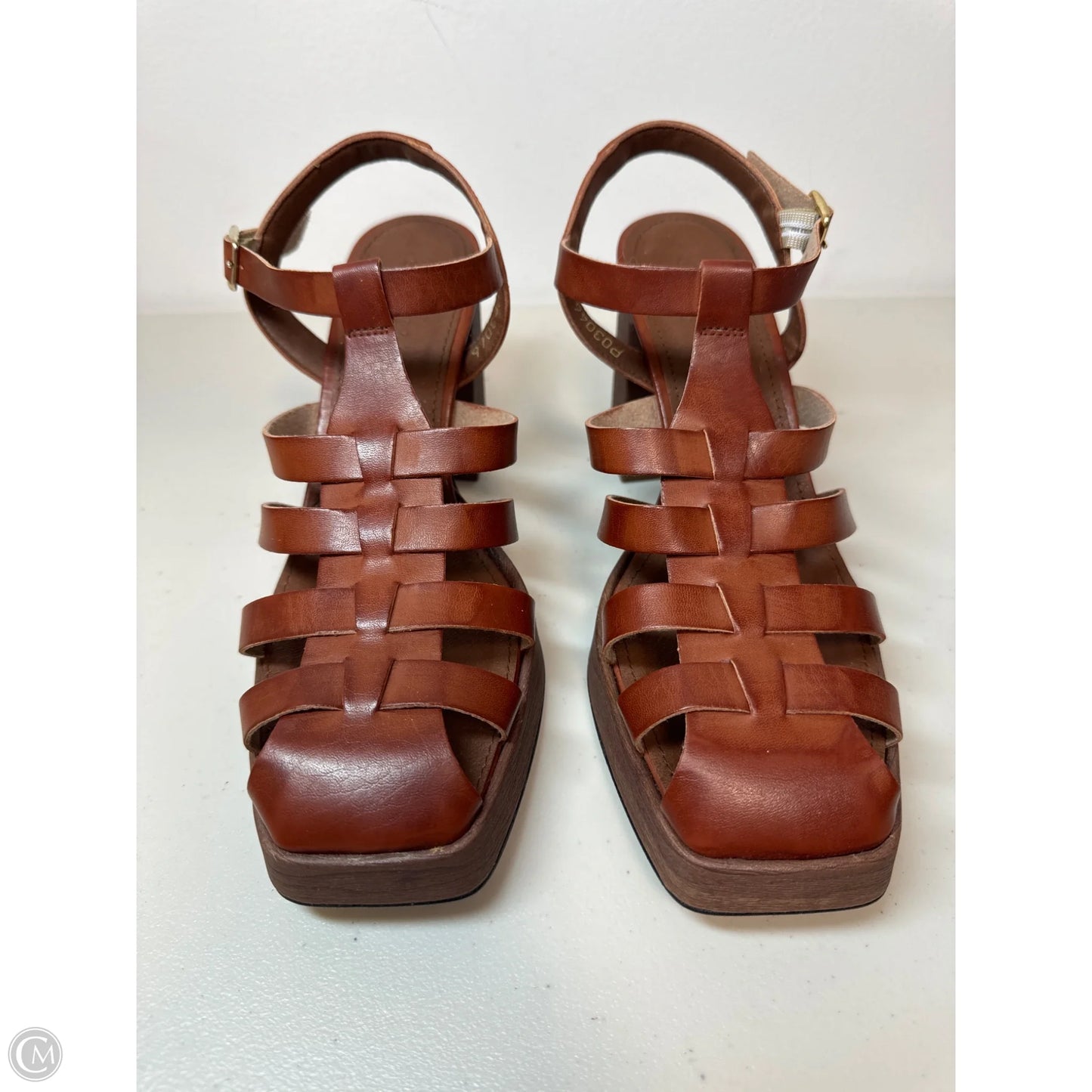Shoes Heels Block By Clothes Mentor In Brown, Size: 7.5