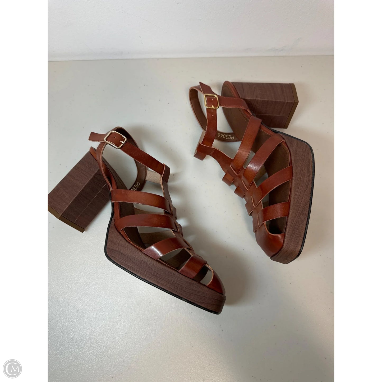 Shoes Heels Block By Clothes Mentor In Brown, Size: 7.5