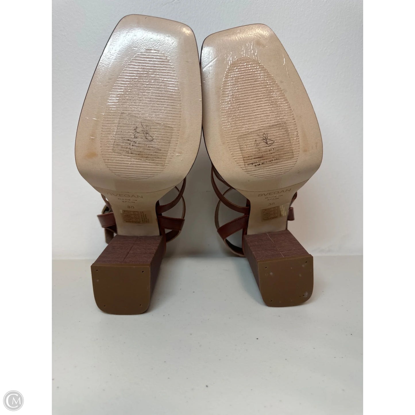 Shoes Heels Block By Clothes Mentor In Brown, Size: 7.5