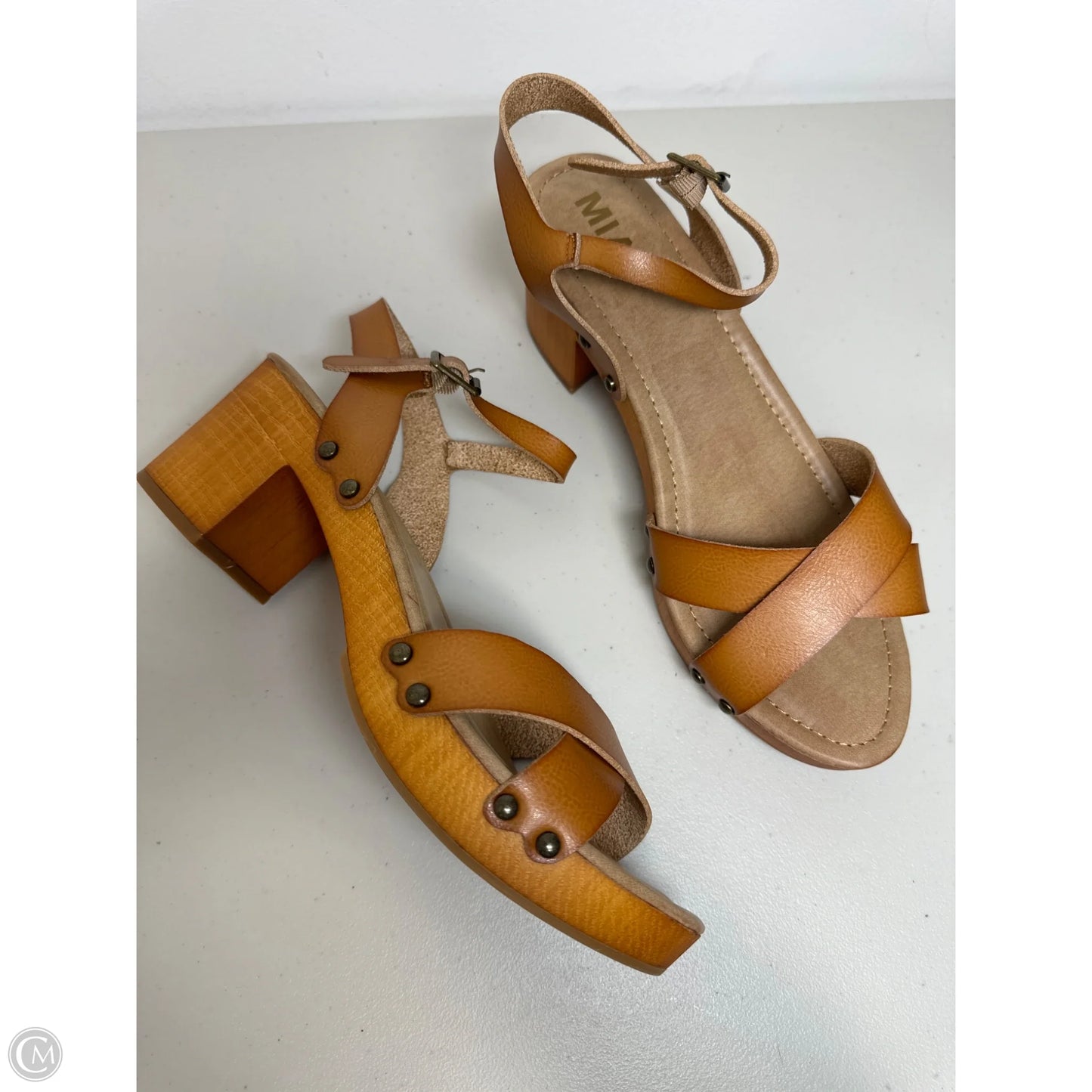 Sandals Heels Block By Mia In Tan, Size: 11