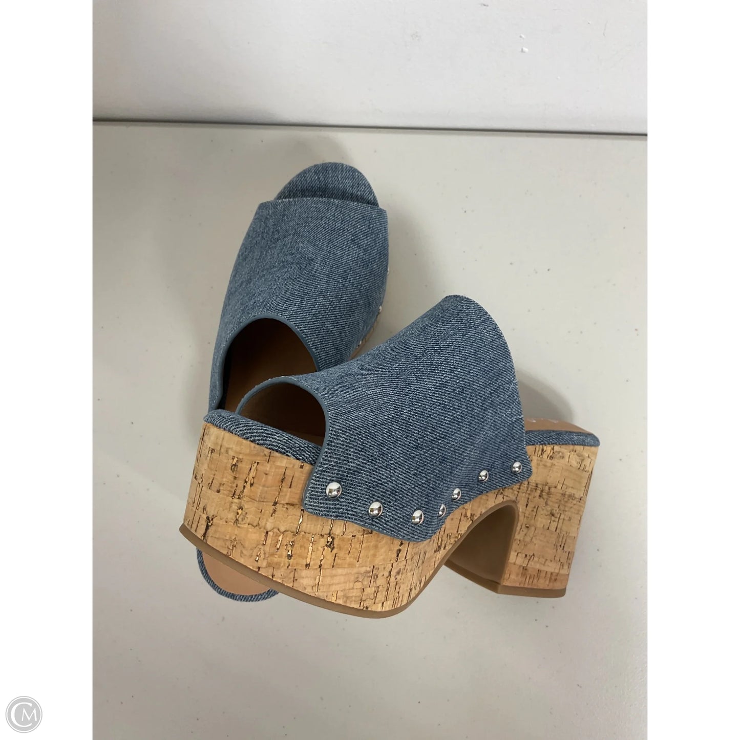 Sandals Heels Block By Clothes Mentor In Blue, Size: 10