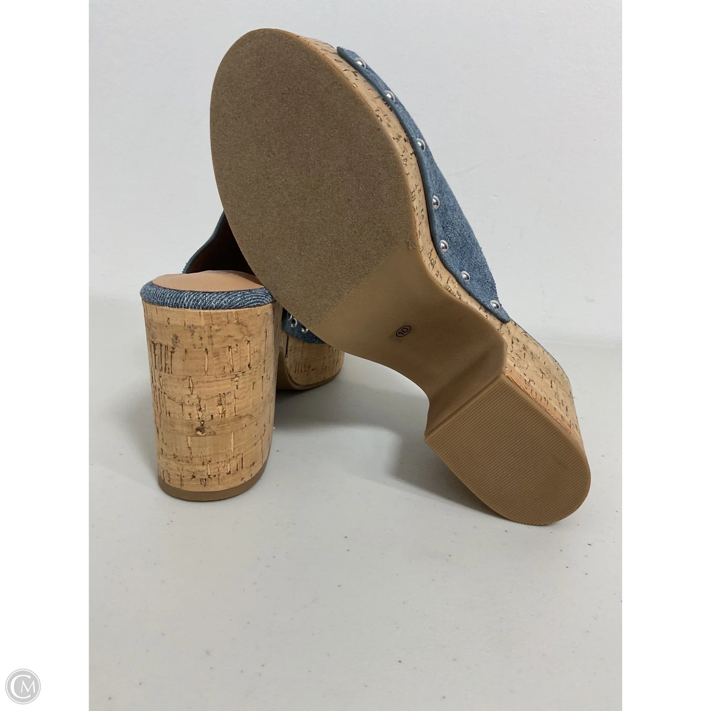 Sandals Heels Block By Clothes Mentor In Blue, Size: 10