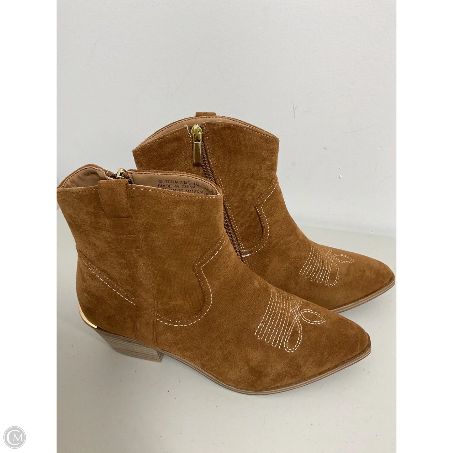 Boots Ankle Heels By Clothes Mentor In Brown, Size: 10