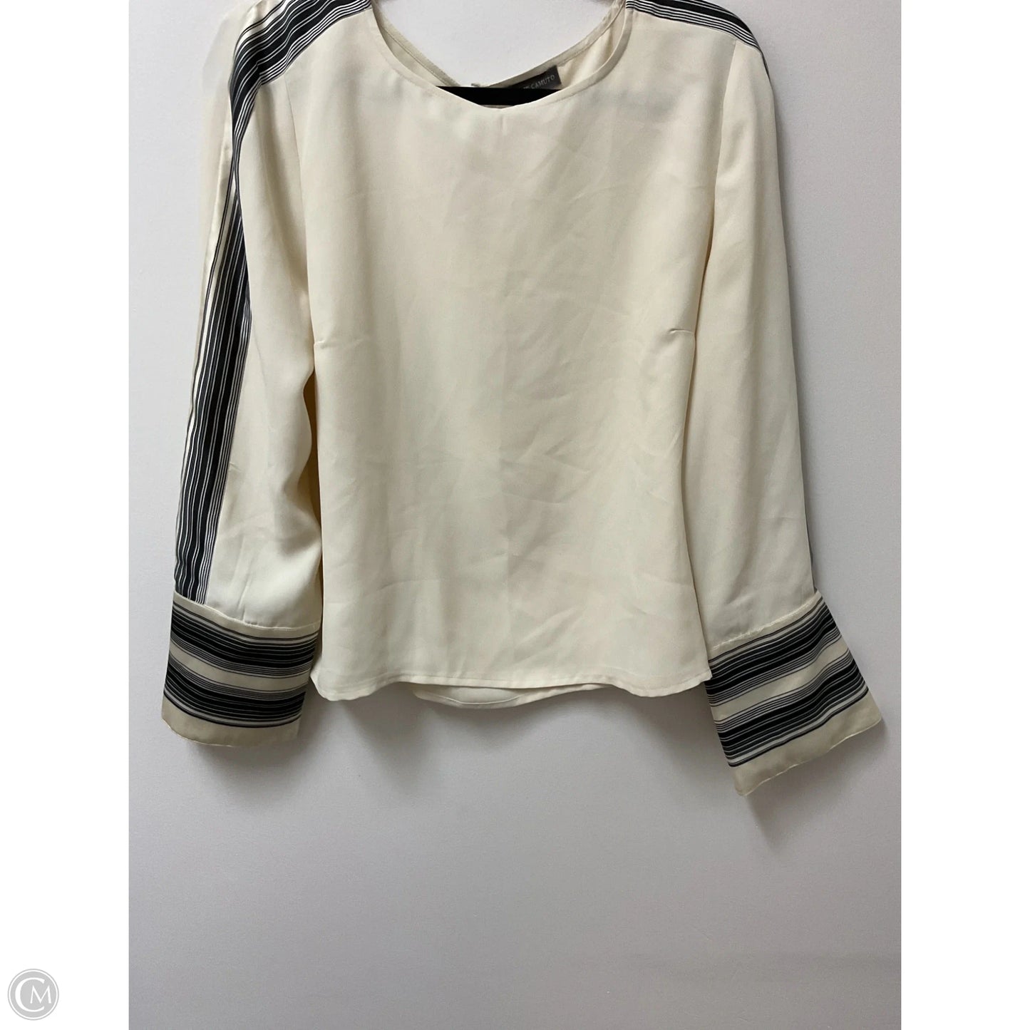 Blouse Long Sleeve By Vince Camuto In Black & Cream, Size: L