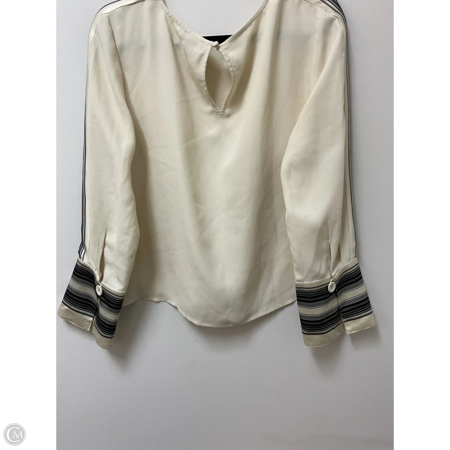 Blouse Long Sleeve By Vince Camuto In Black & Cream, Size: L