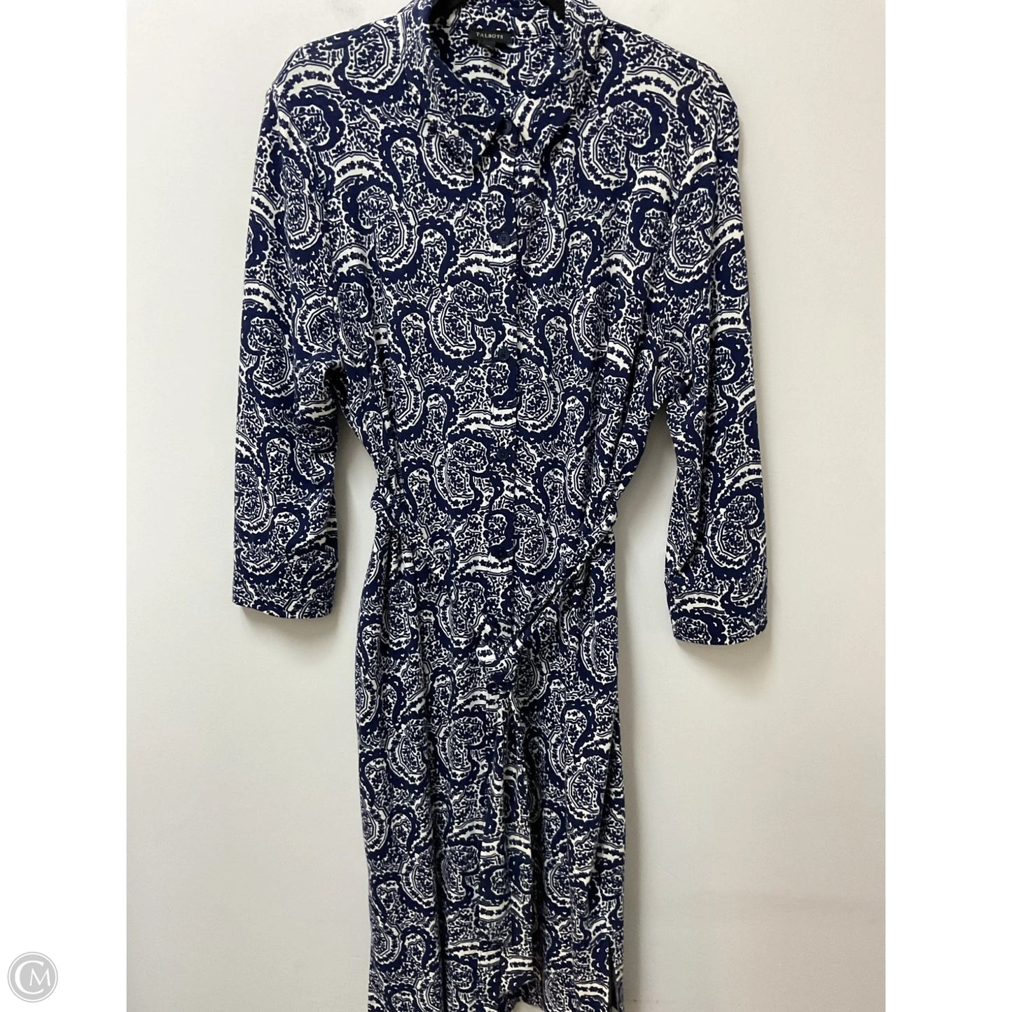 Dress Casual Midi By Talbots In Blue & Cream, Size: Xl