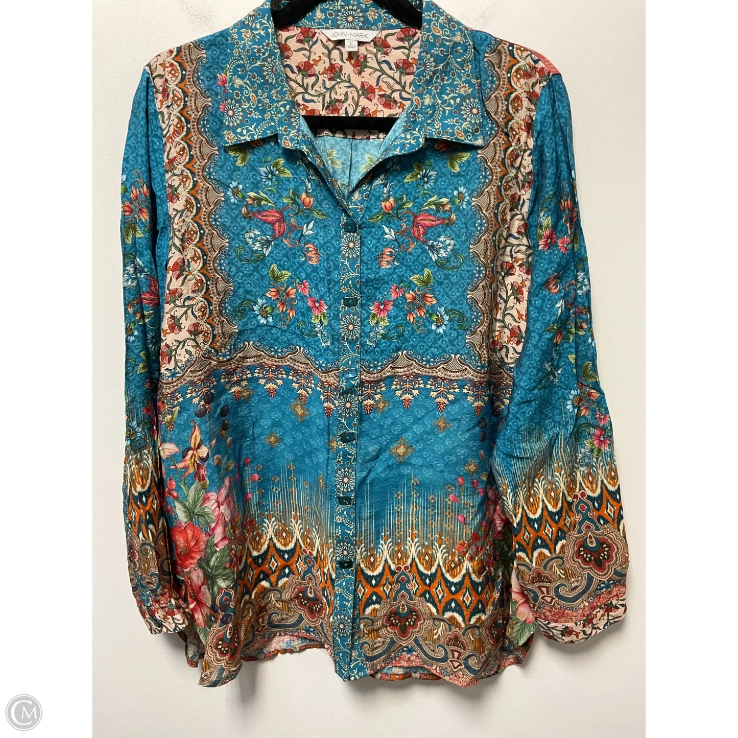 Blouse Long Sleeve By John Mark In Multi-colored, Size: L