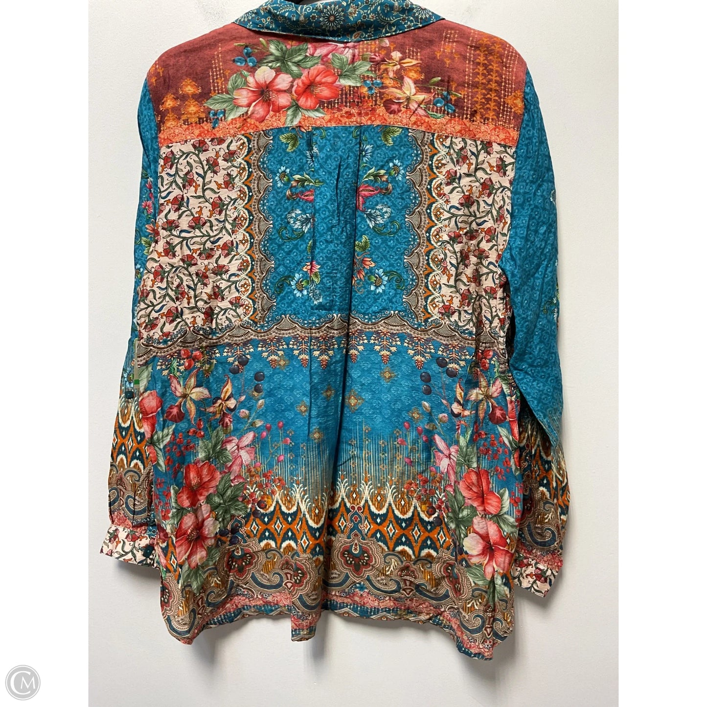 Blouse Long Sleeve By John Mark In Multi-colored, Size: L