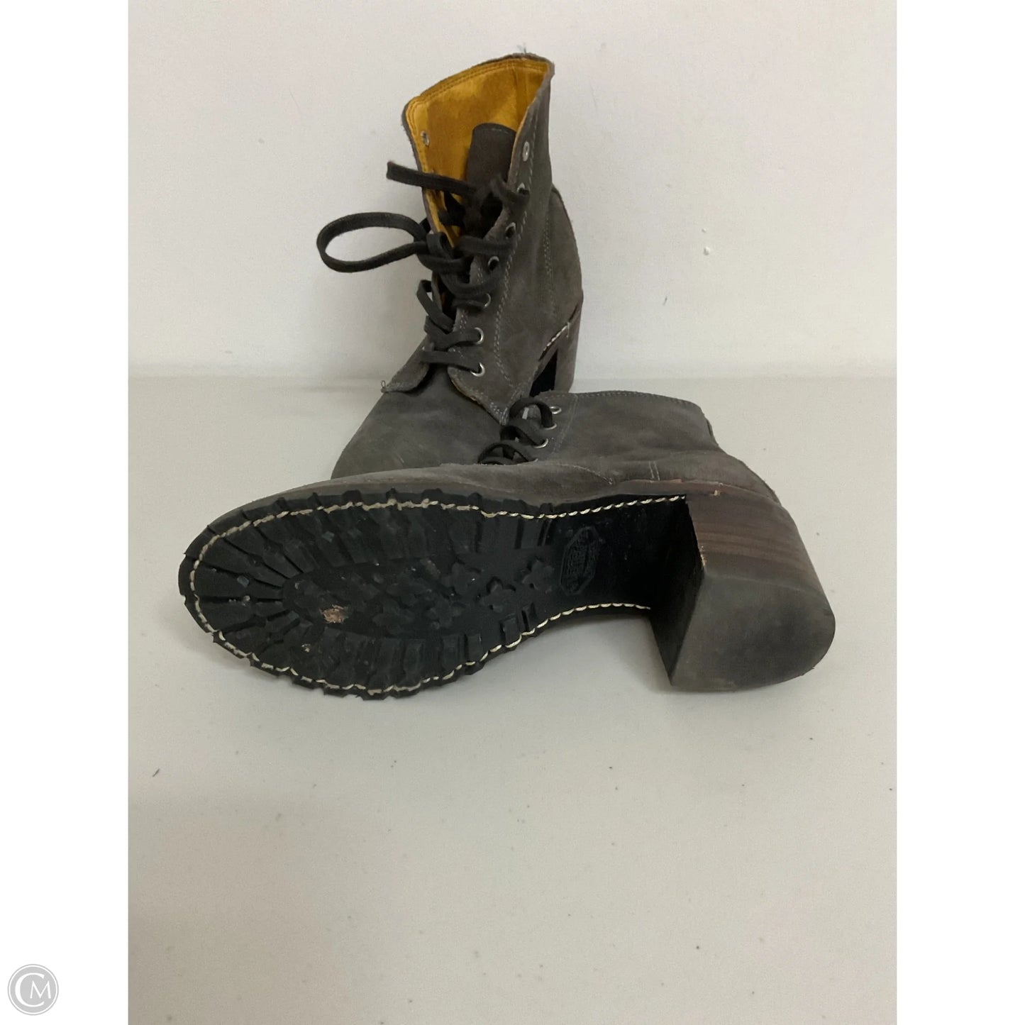 Boots Designer By Frye In Grey, Size: 6.5