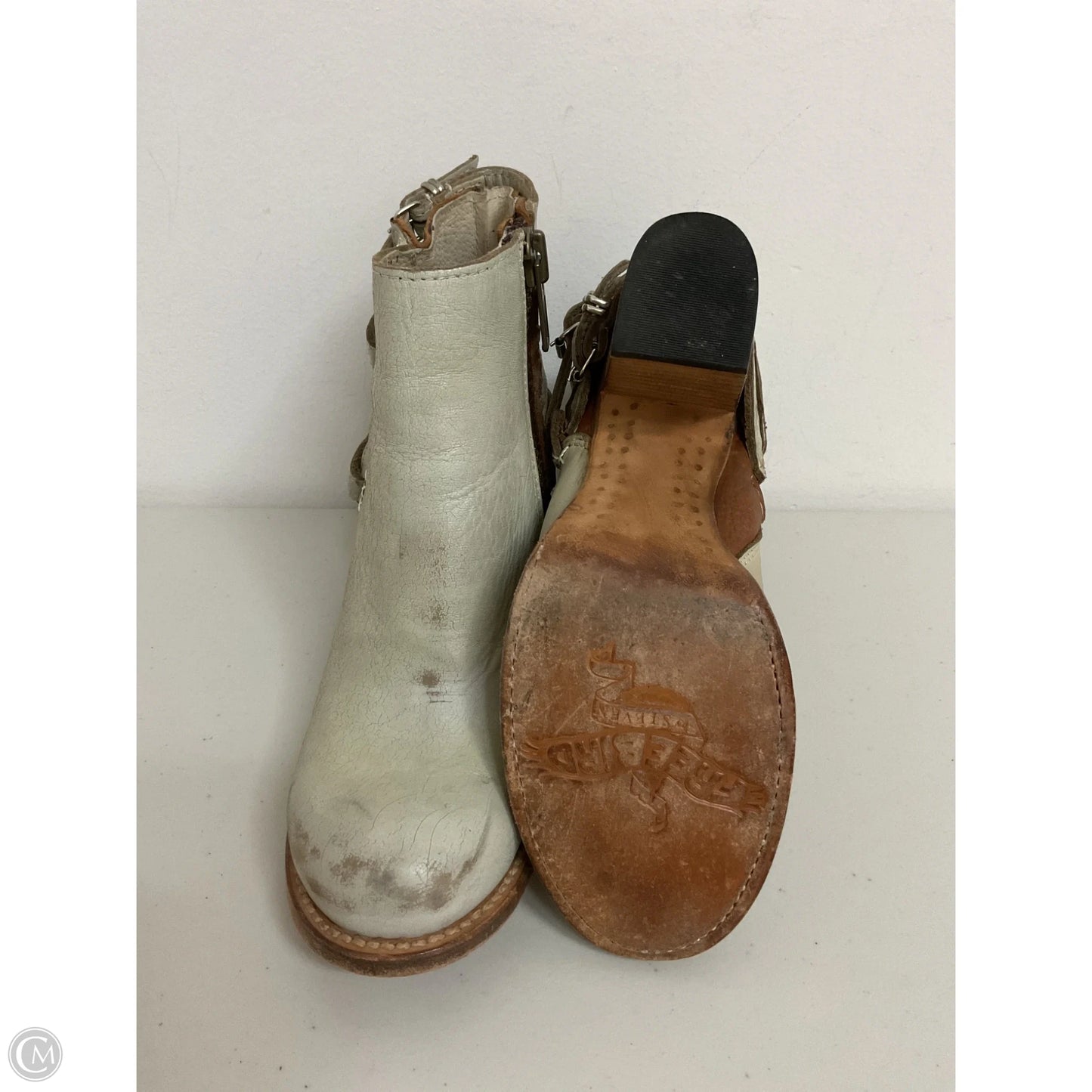 Boots Ankle Heels By Freebird In White, Size: 7