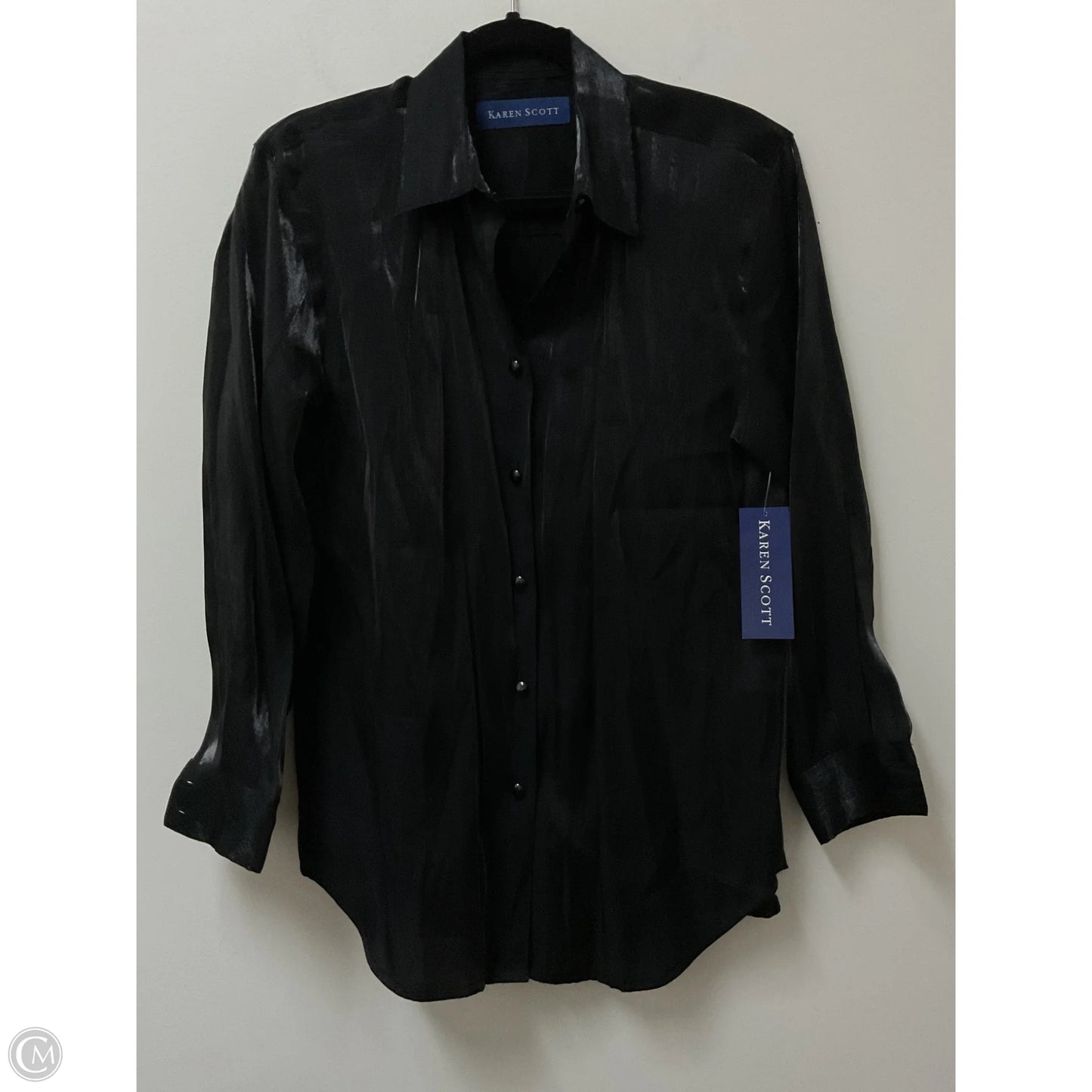 Blouse Long Sleeve By Karen Scott In Black, Size: S