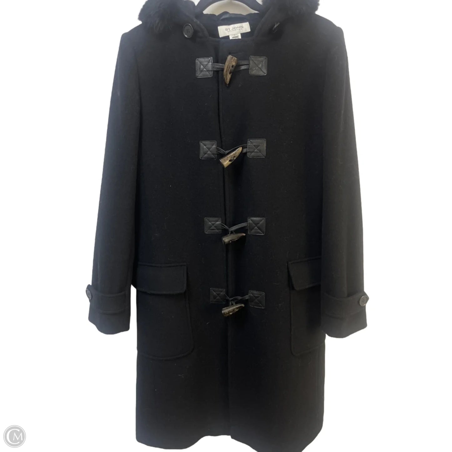 Coat Wool By St. John In Black, Size: 6