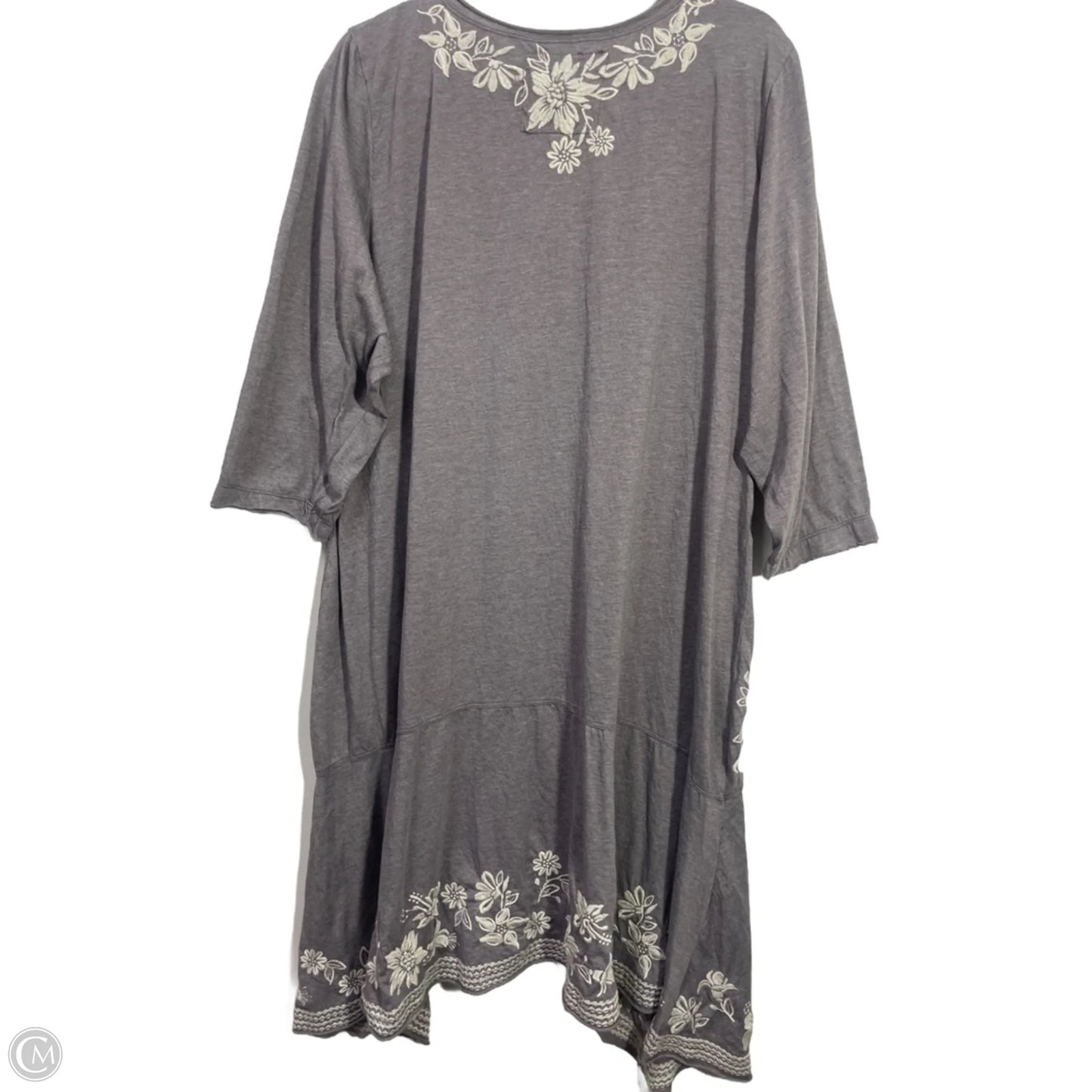 Dress Casual Midi By Johnny Was In Grey & White, Size: 1x