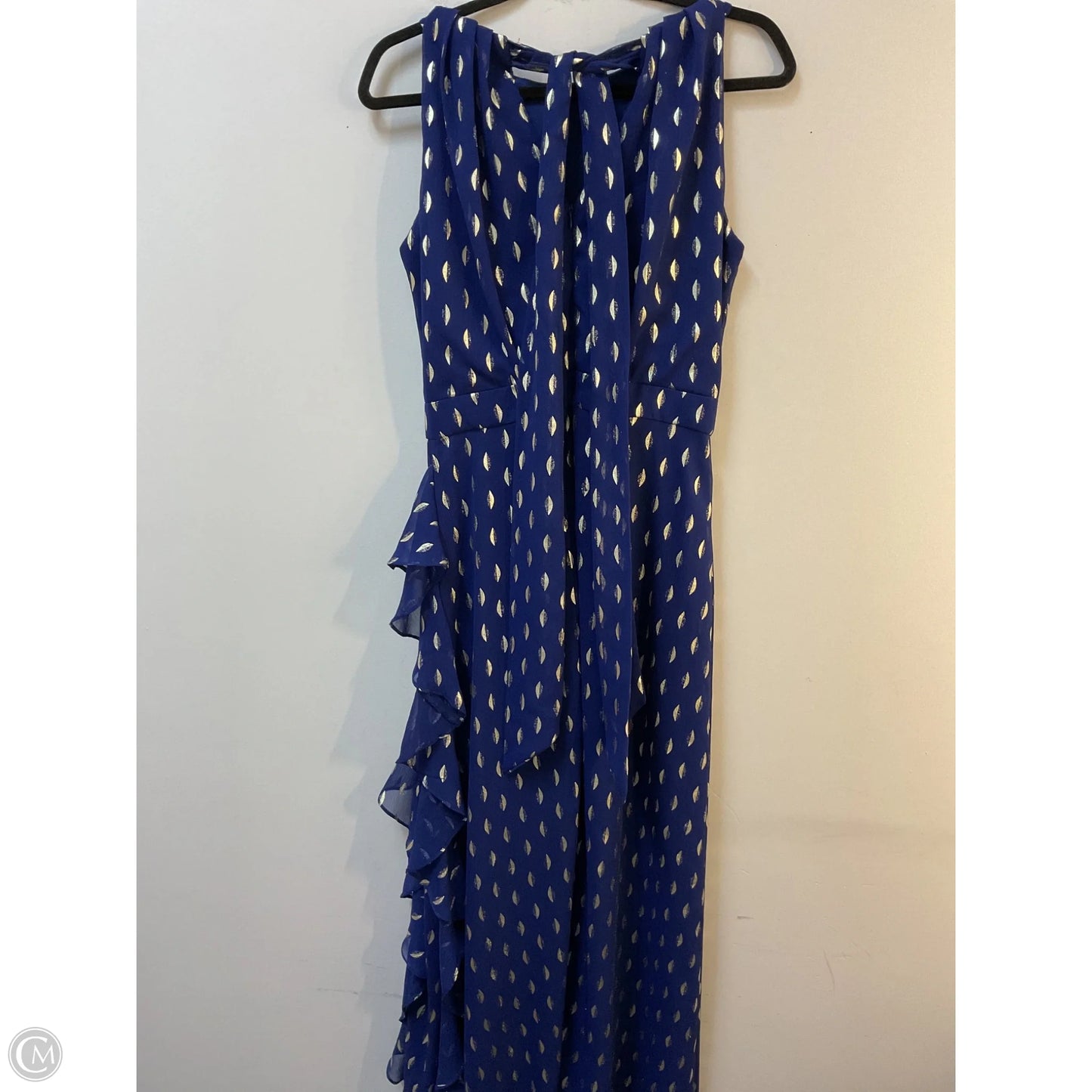 Dress Party Long By Betsy And Adam In Blue & Gold, Size: 10