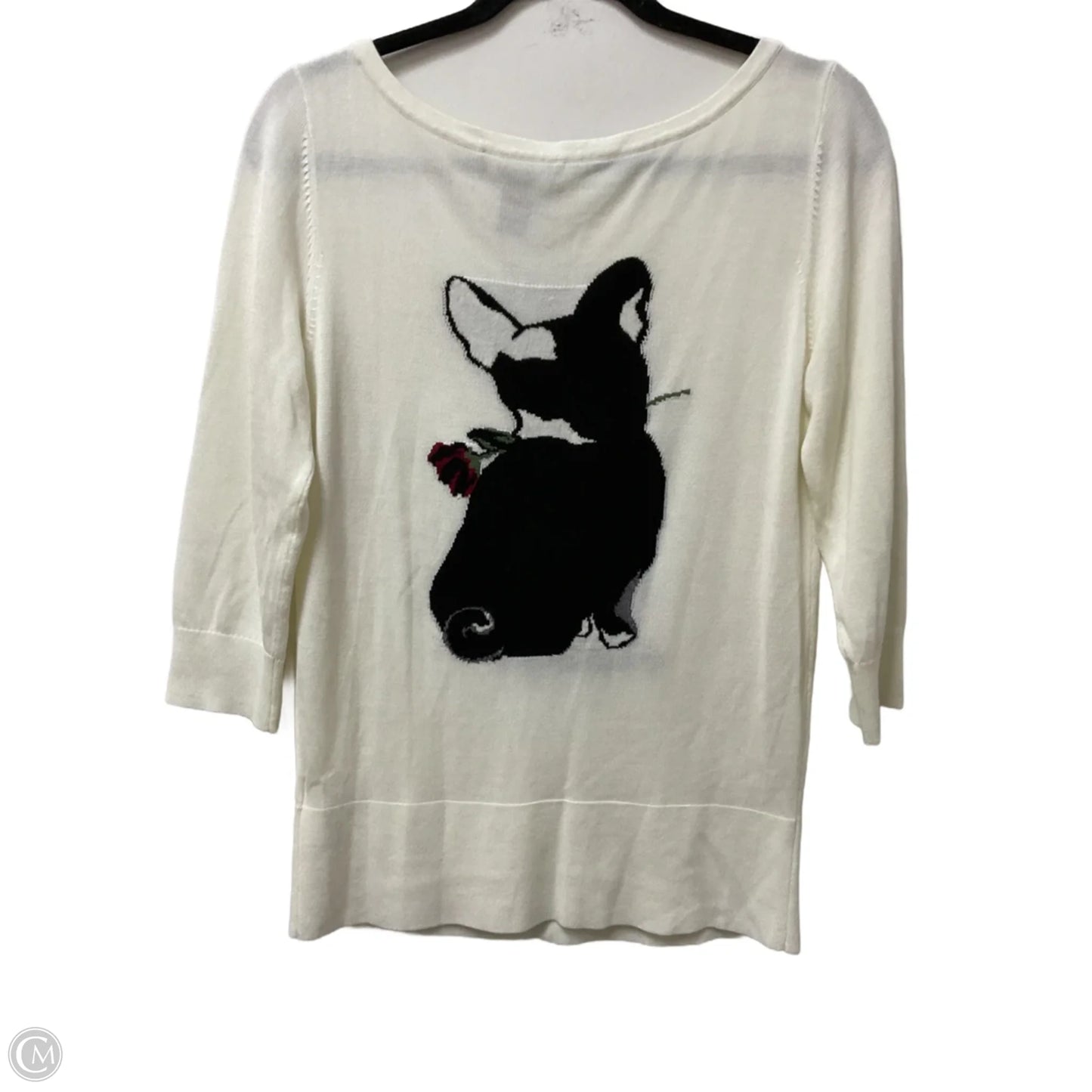 Top 3/4 Sleeve By White House Black Market In Black & Cream, Size: M