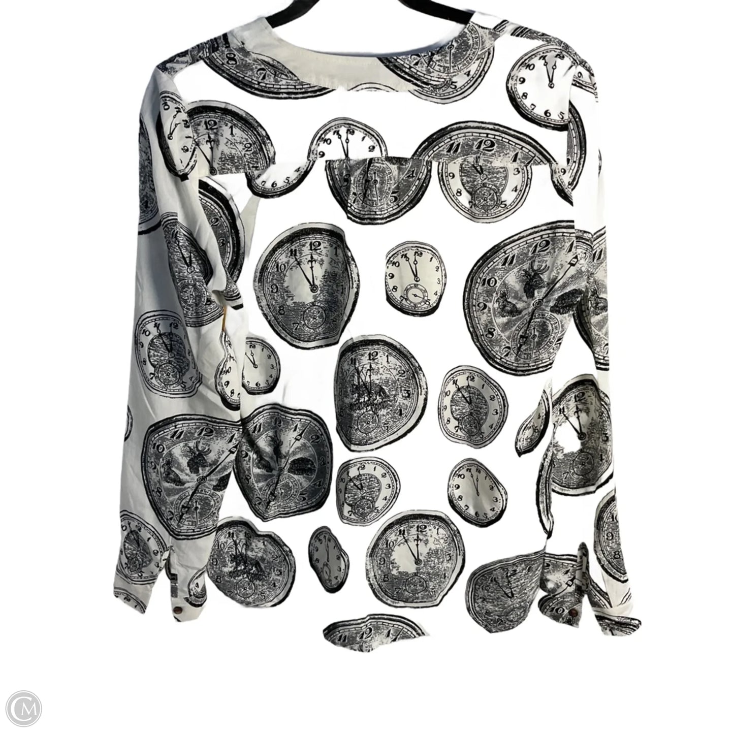 Blouse Long Sleeve By Anthropologie In Black & White, Size: 10