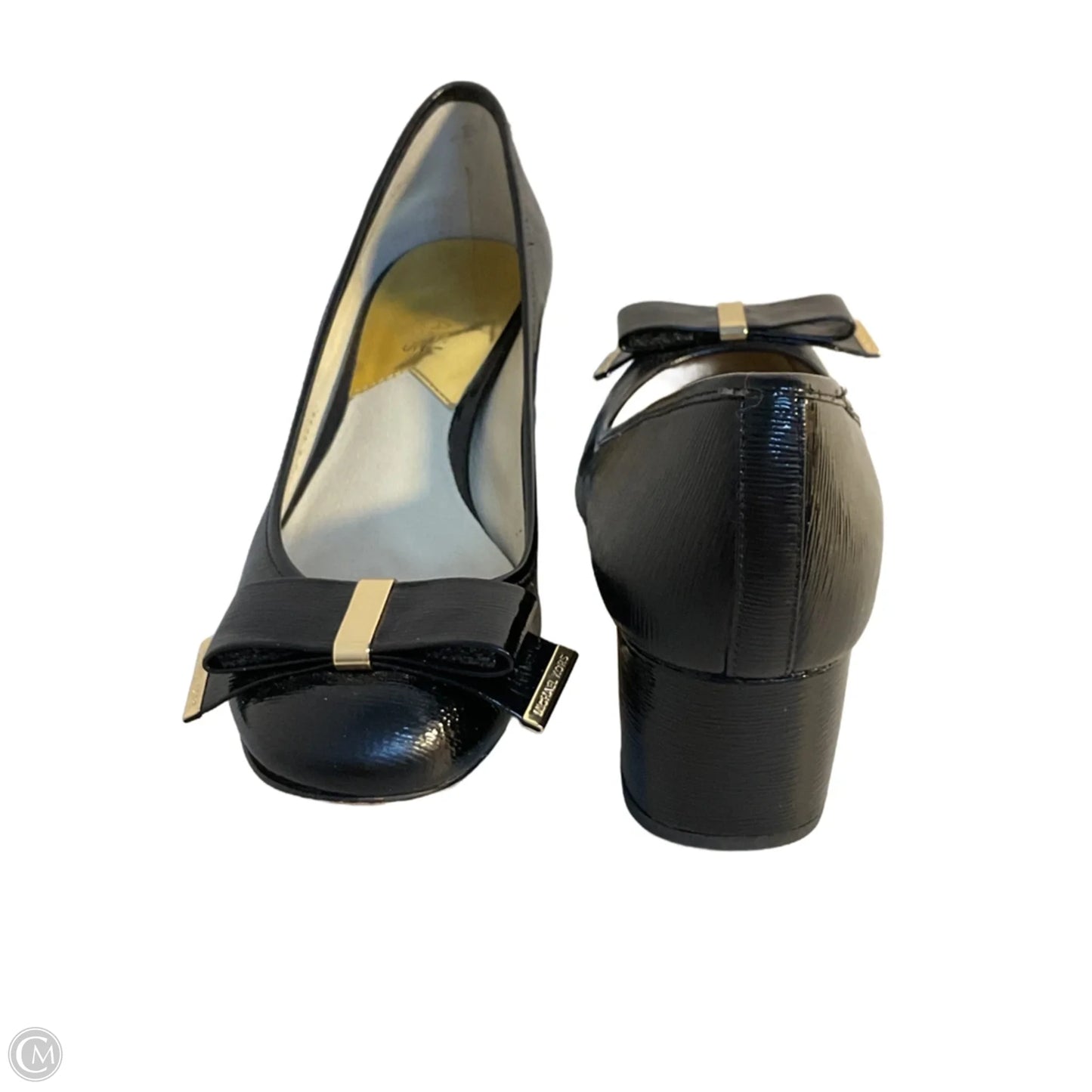 Shoes Designer By Michael Kors In Black & Gold, Size: 7