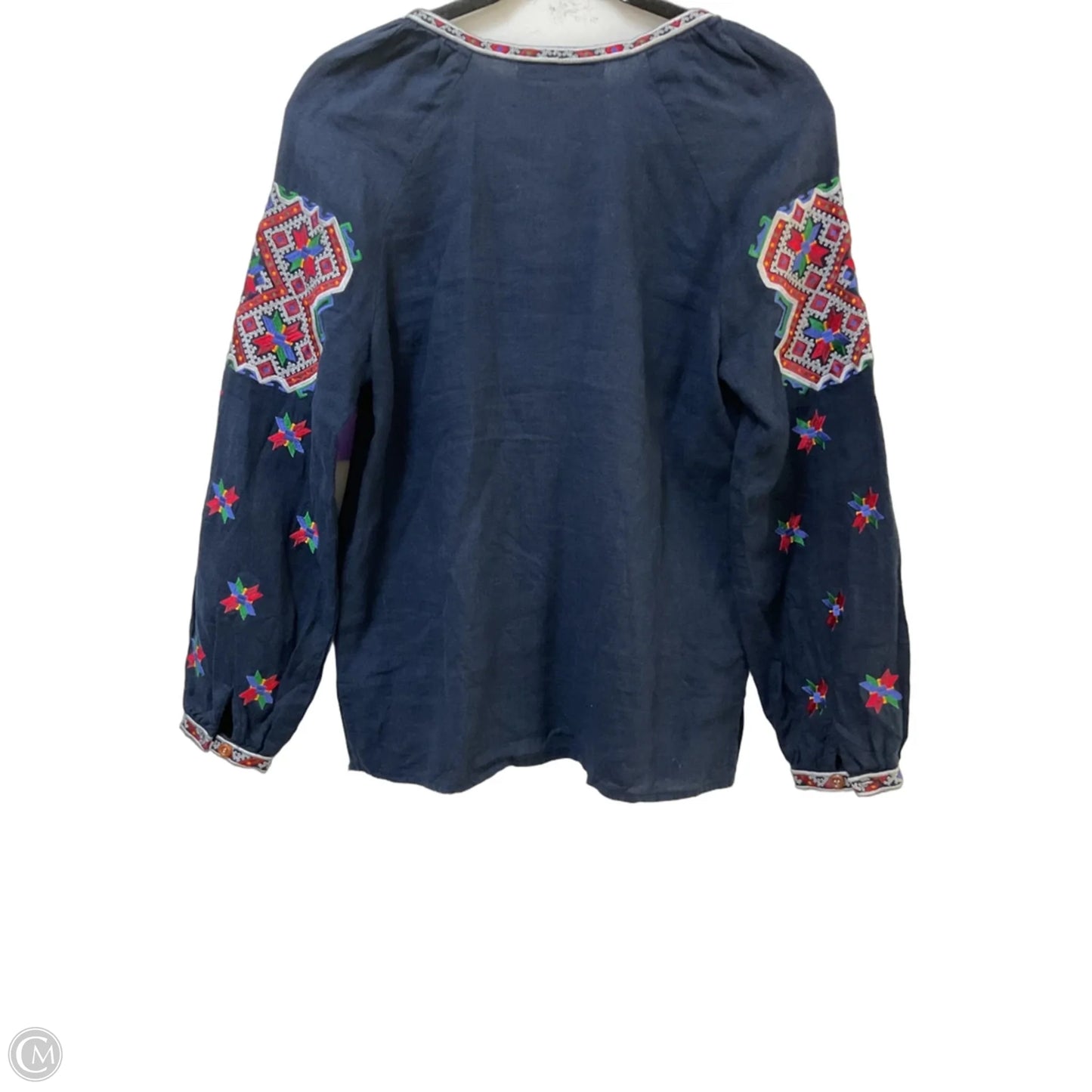 Tunic Long Sleeve By Clothes Mentor In Blue & Red, Size: M