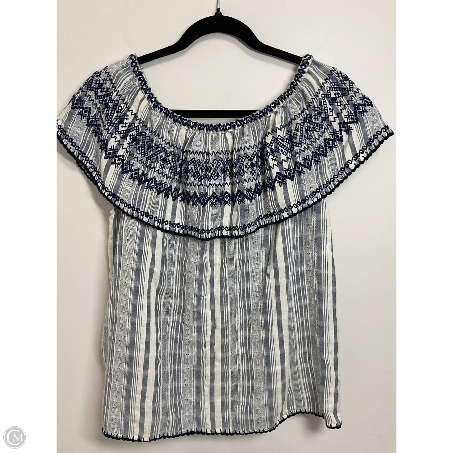 Top Short Sleeve By Calypso St Barth In Blue & Cream, Size: Xs
