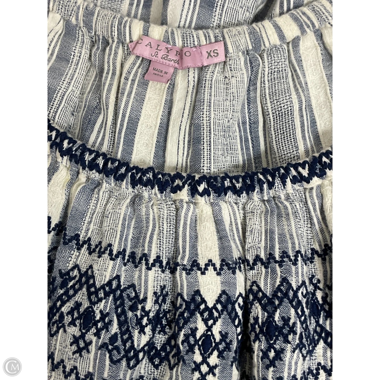 Top Short Sleeve By Calypso St Barth In Blue & Cream, Size: Xs