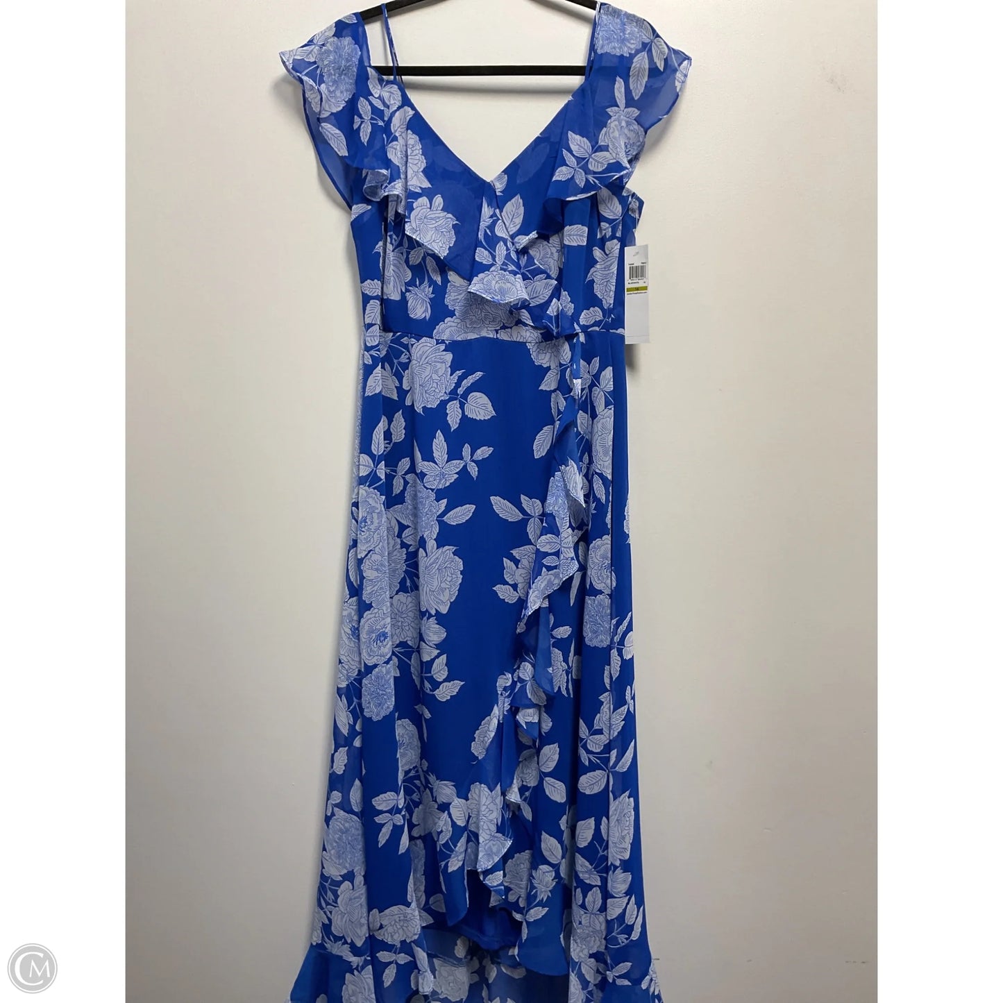 Dress Party Midi By London Times In Blue & White, Size: Xl