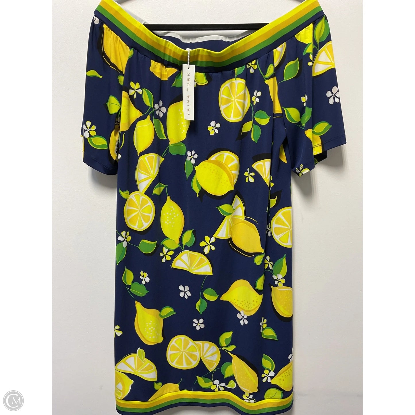 Dress Casual Short By Trina Turk In Blue & Yellow, Size: L