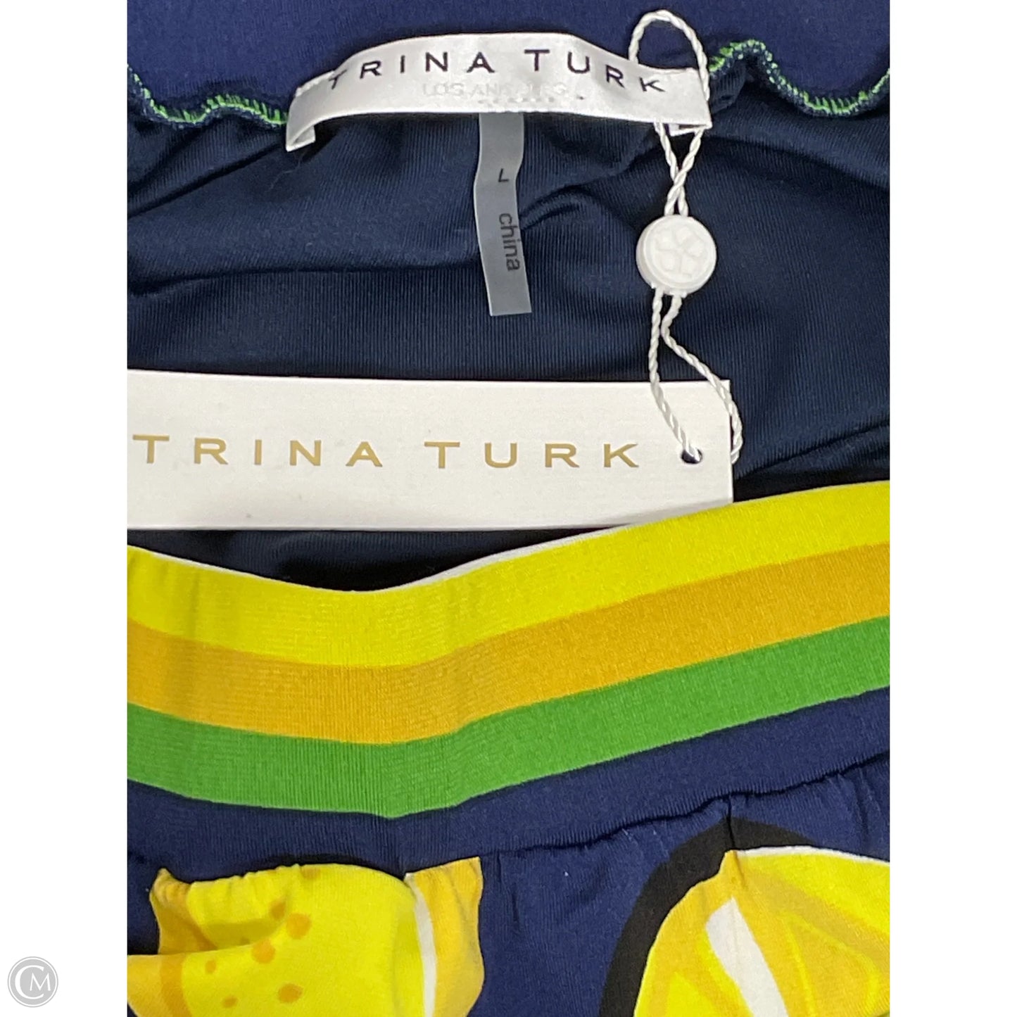 Dress Casual Short By Trina Turk In Blue & Yellow, Size: L