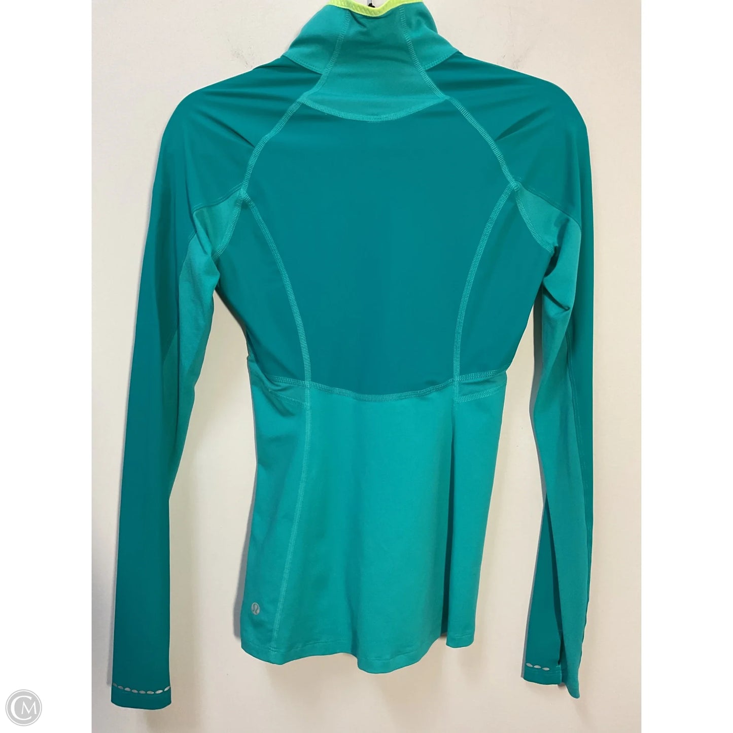 Athletic Top Long Sleeve Collar By Lululemon In Teal, Size: 4
