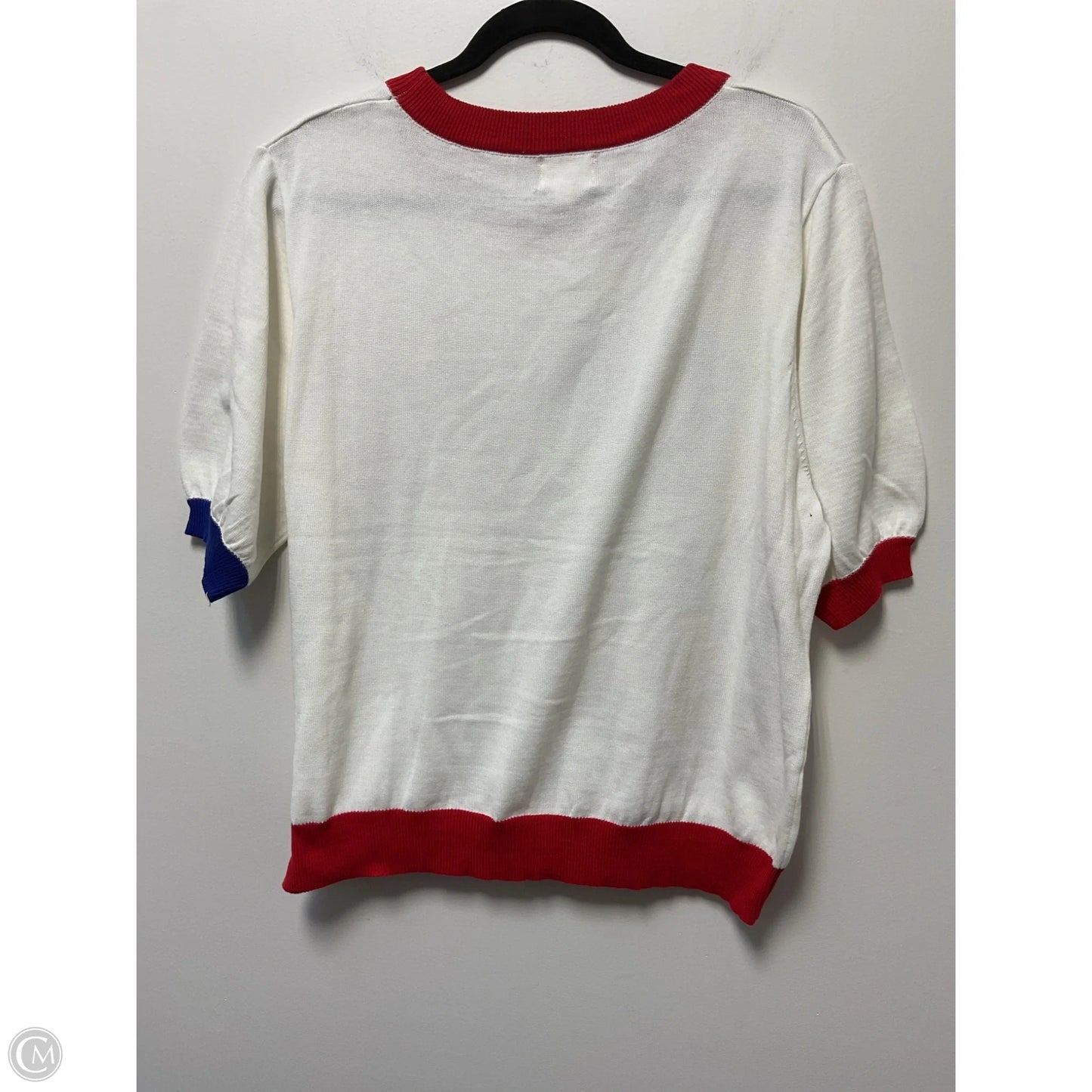 Top Short Sleeve By Bibi In Blue & Red & White, Size: L