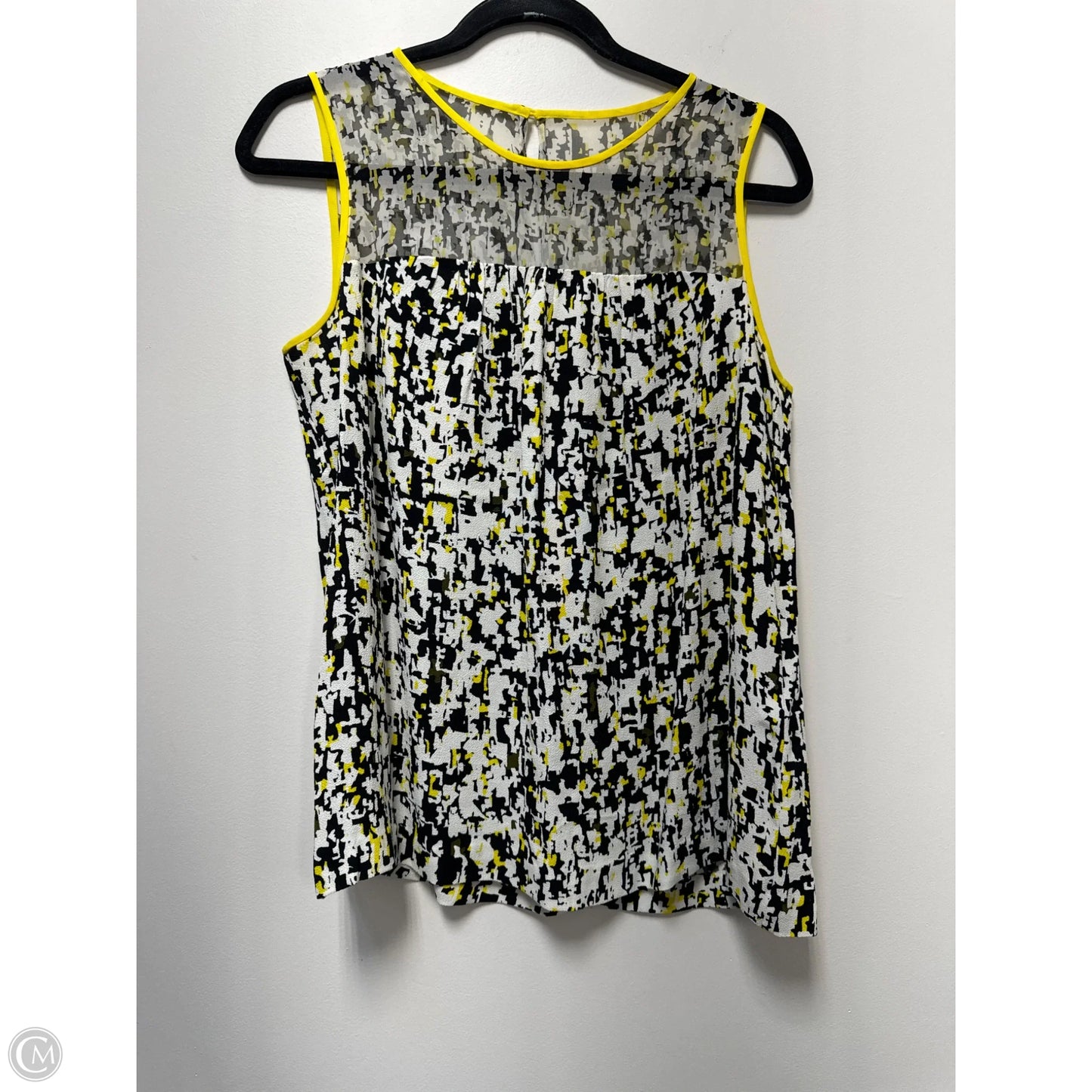 Top Sleeveless Designer By Kate Spade In Black & Yellow, Size: M