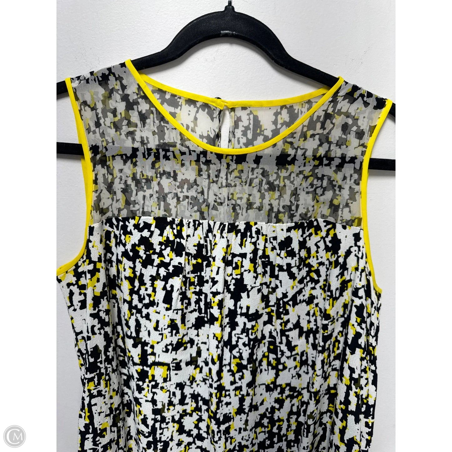 Top Sleeveless Designer By Kate Spade In Black & Yellow, Size: M