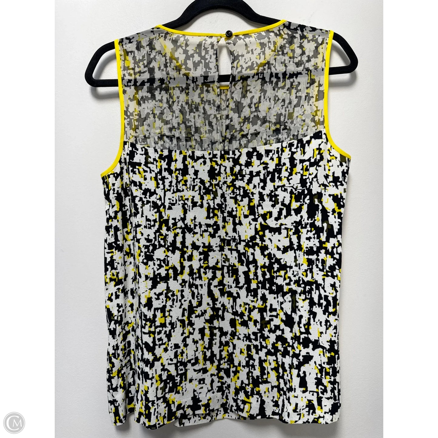 Top Sleeveless Designer By Kate Spade In Black & Yellow, Size: M