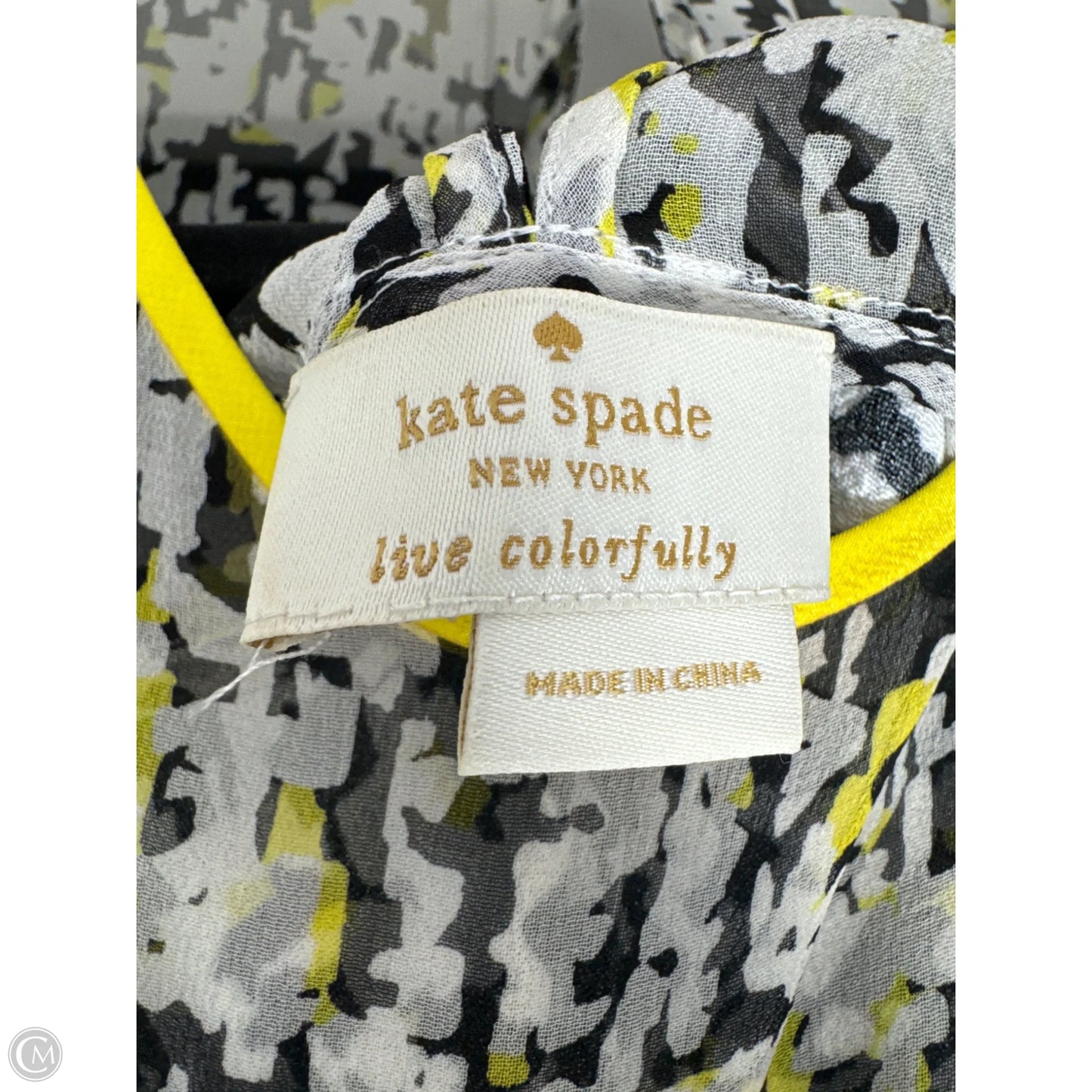 Top Sleeveless Designer By Kate Spade In Black & Yellow, Size: M