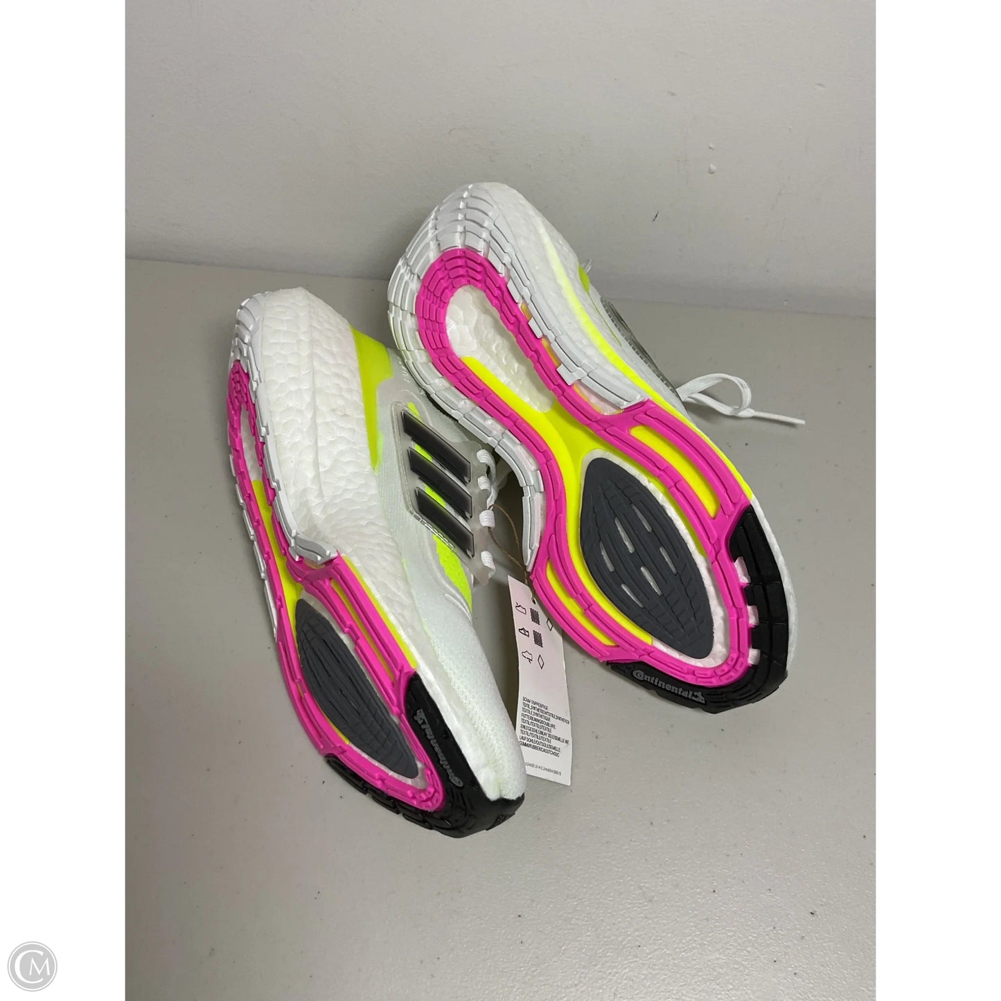 Shoes Athletic By Adidas In White & Yellow, Size: 6.5