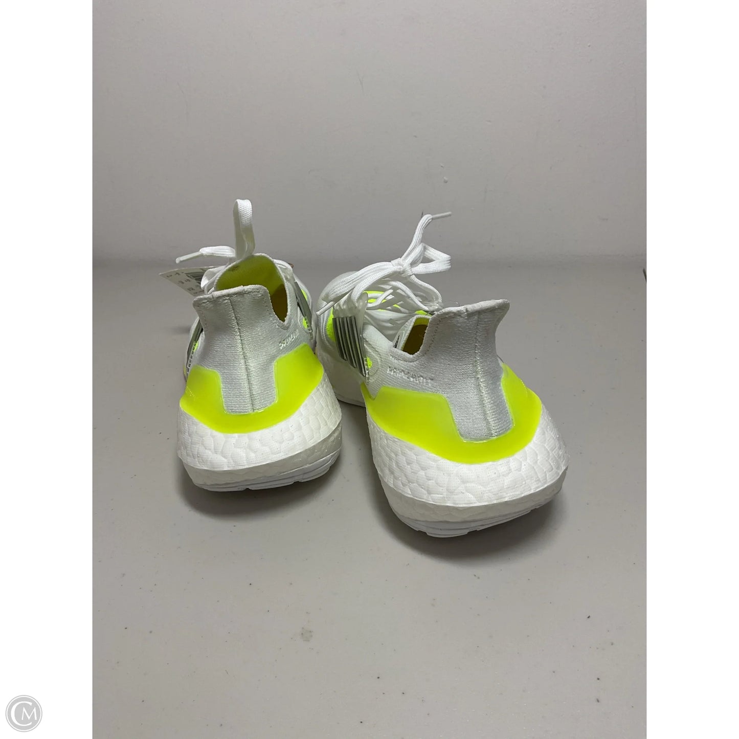 Shoes Athletic By Adidas In White & Yellow, Size: 6.5