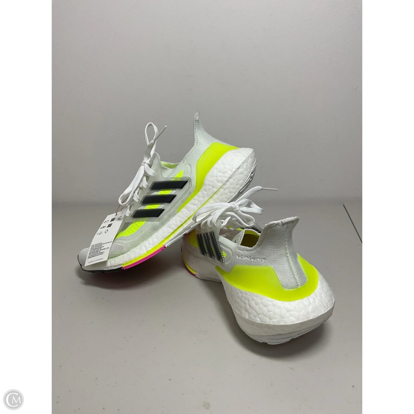 Shoes Athletic By Adidas In White & Yellow, Size: 6.5