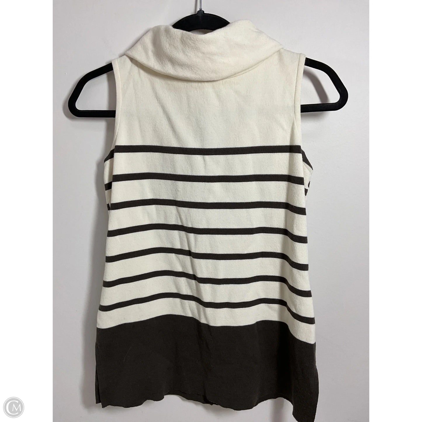 Top Sleeveless Designer By St John Collection In Cream & Grey, Size: 4