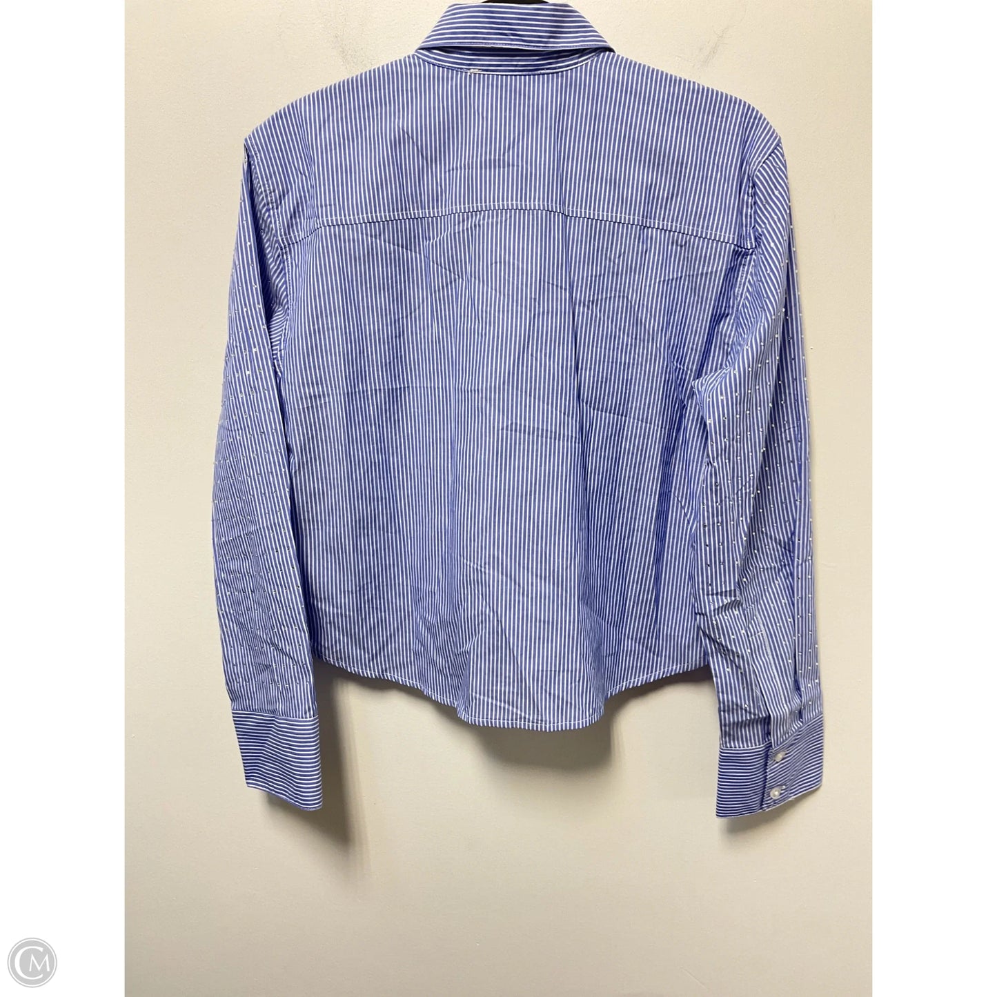 Top Long Sleeve By Dkny In Blue & White, Size: M
