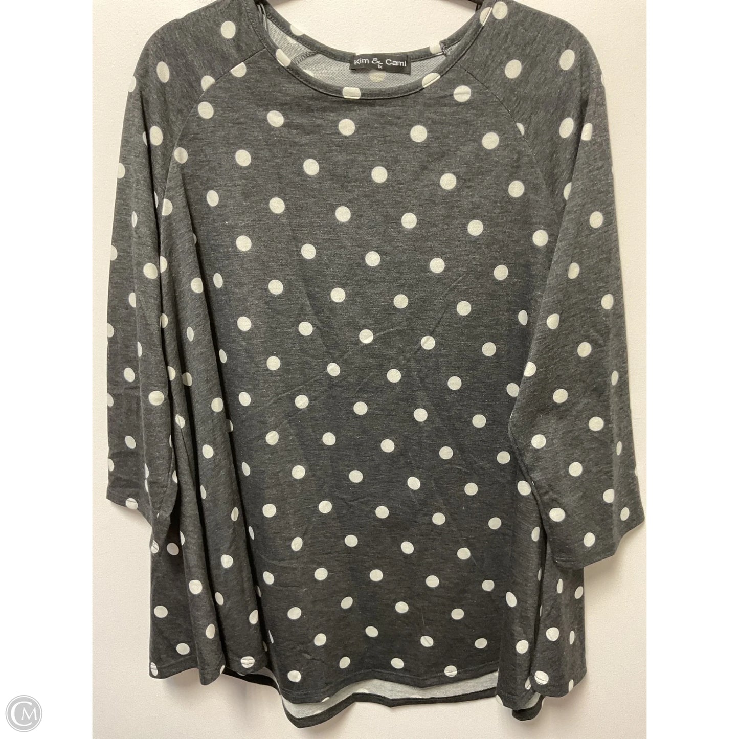 Top 3/4 Sleeve By Kim & Cami In Polkadot Pattern, Size: 1x