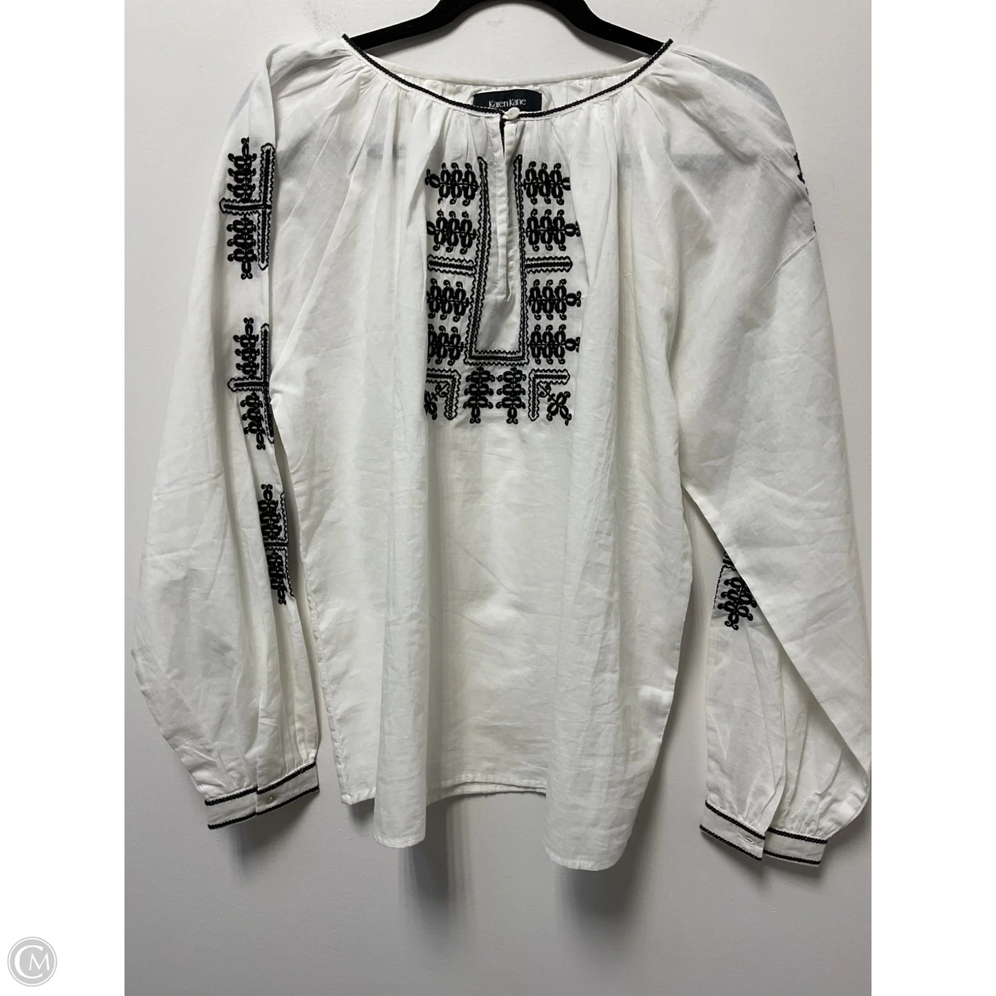 Top Long Sleeve By Karen Kane In Black & White, Size: M