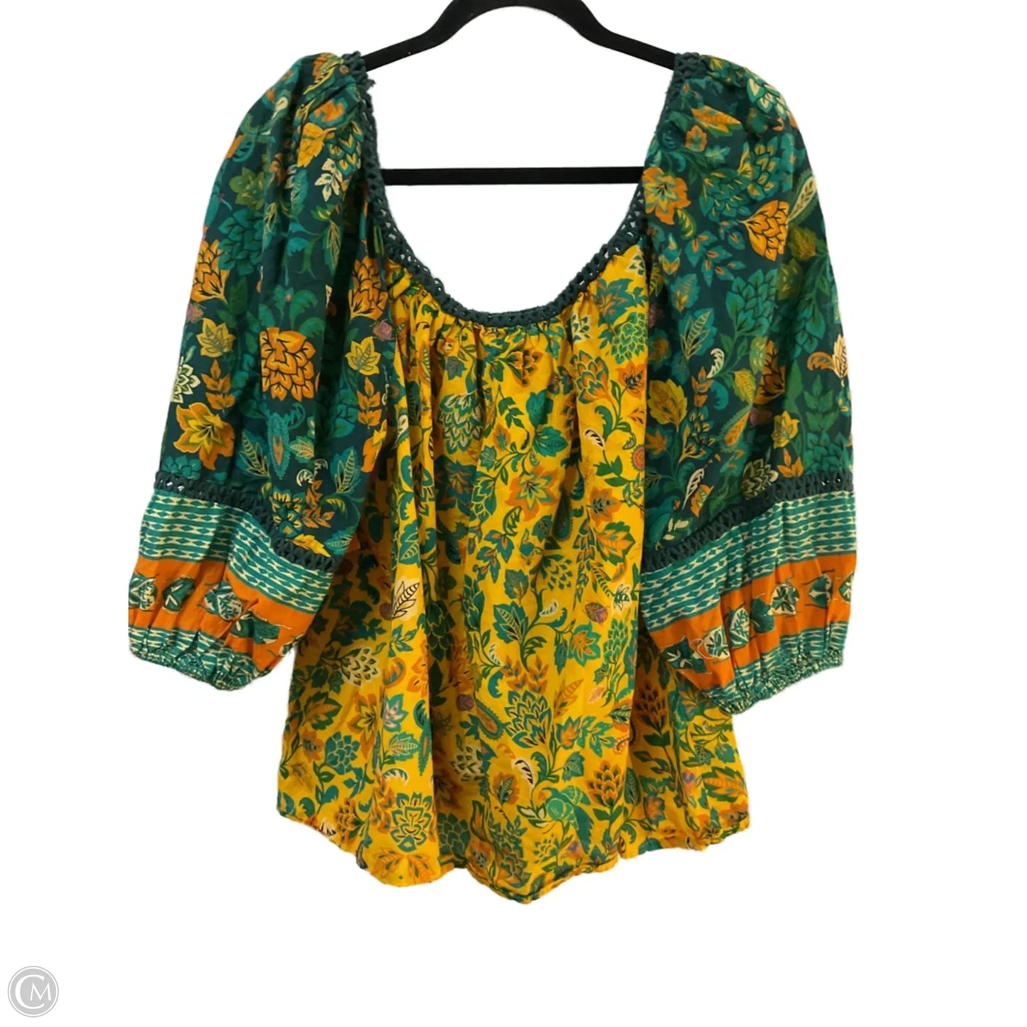 Blouse 3/4 Sleeve By Farm Rio In Tropical Print, Size: M