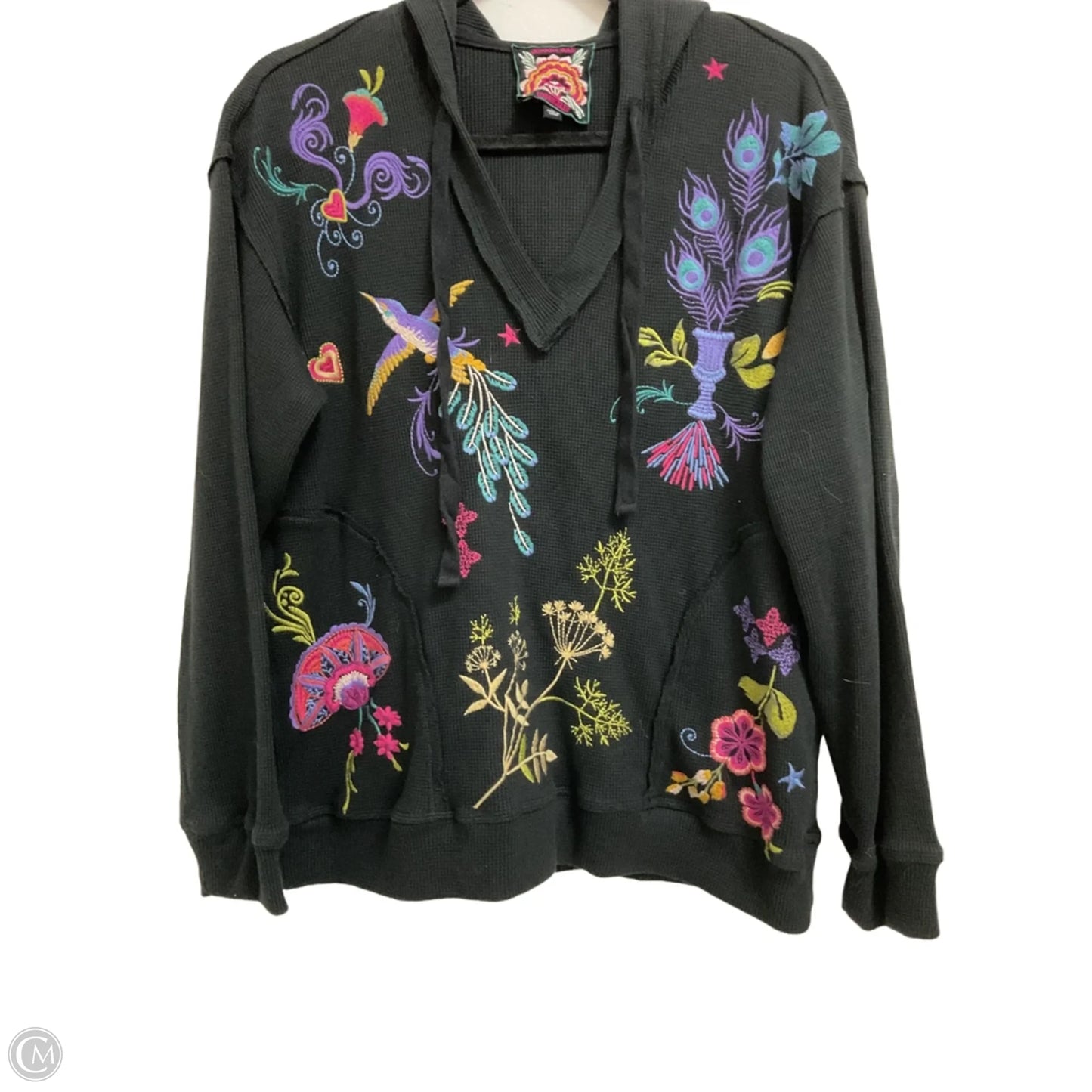 Sweatshirt Hoodie By Johnny Was In Black, Size: L