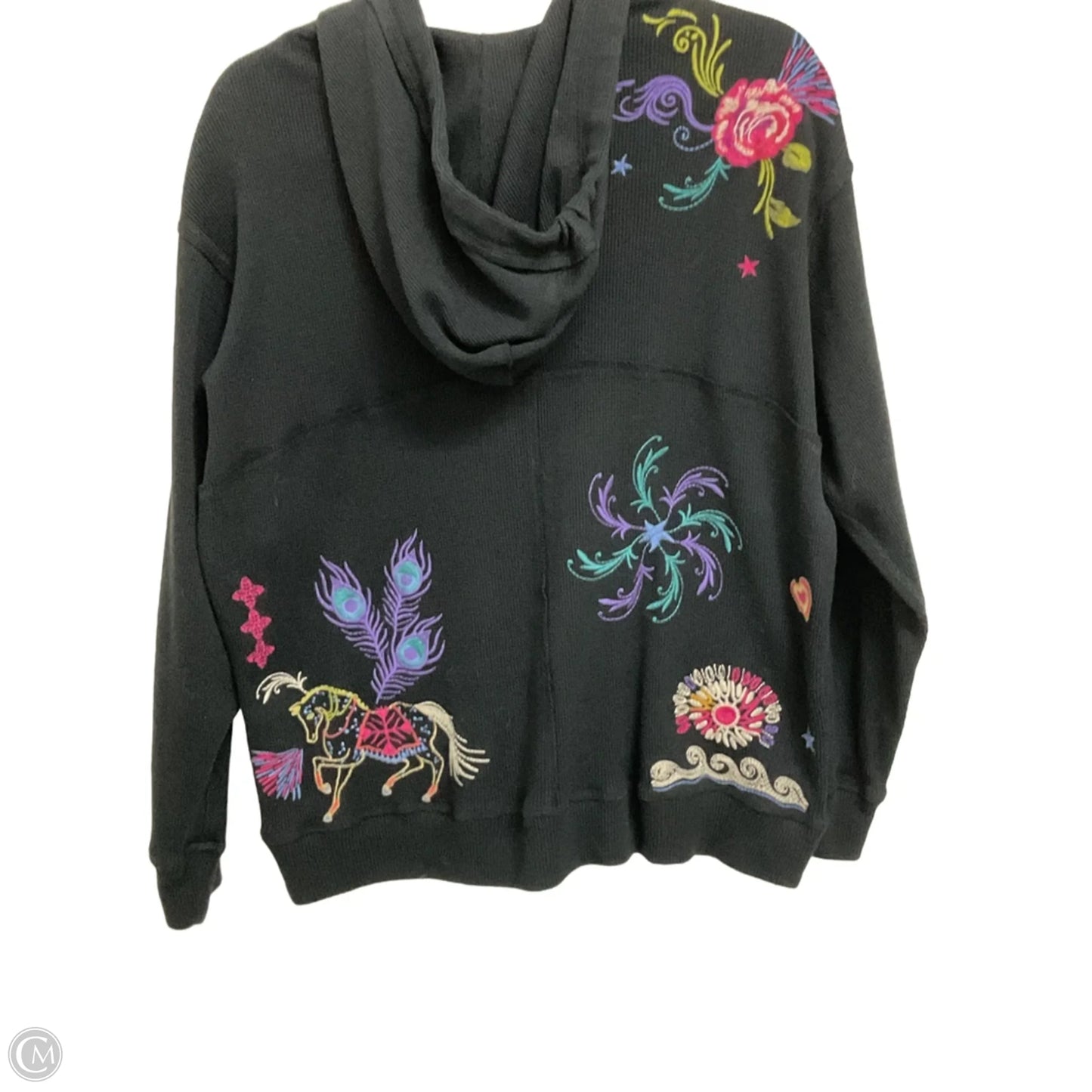 Sweatshirt Hoodie By Johnny Was In Black, Size: L