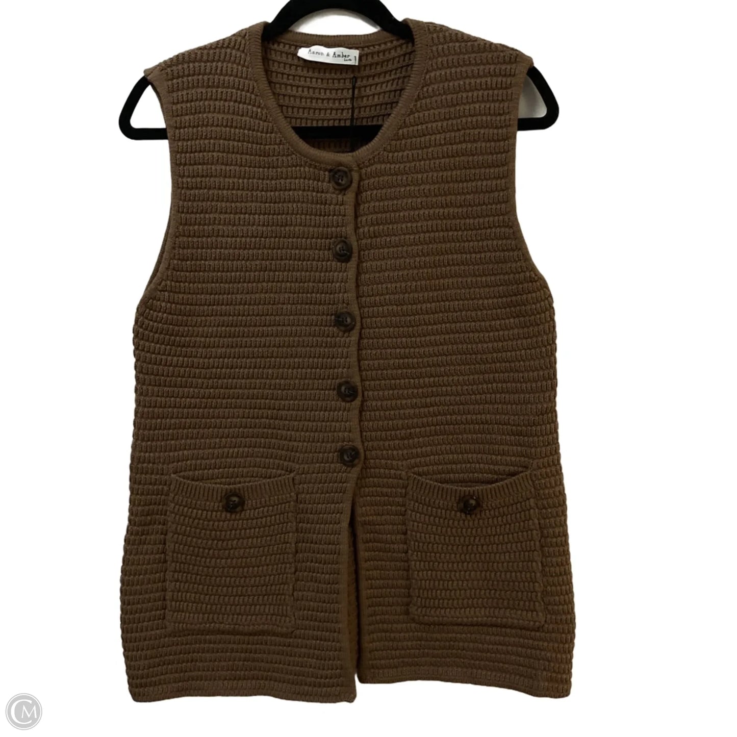 Vest Sweater By Clothes Mentor In Brown, Size: L