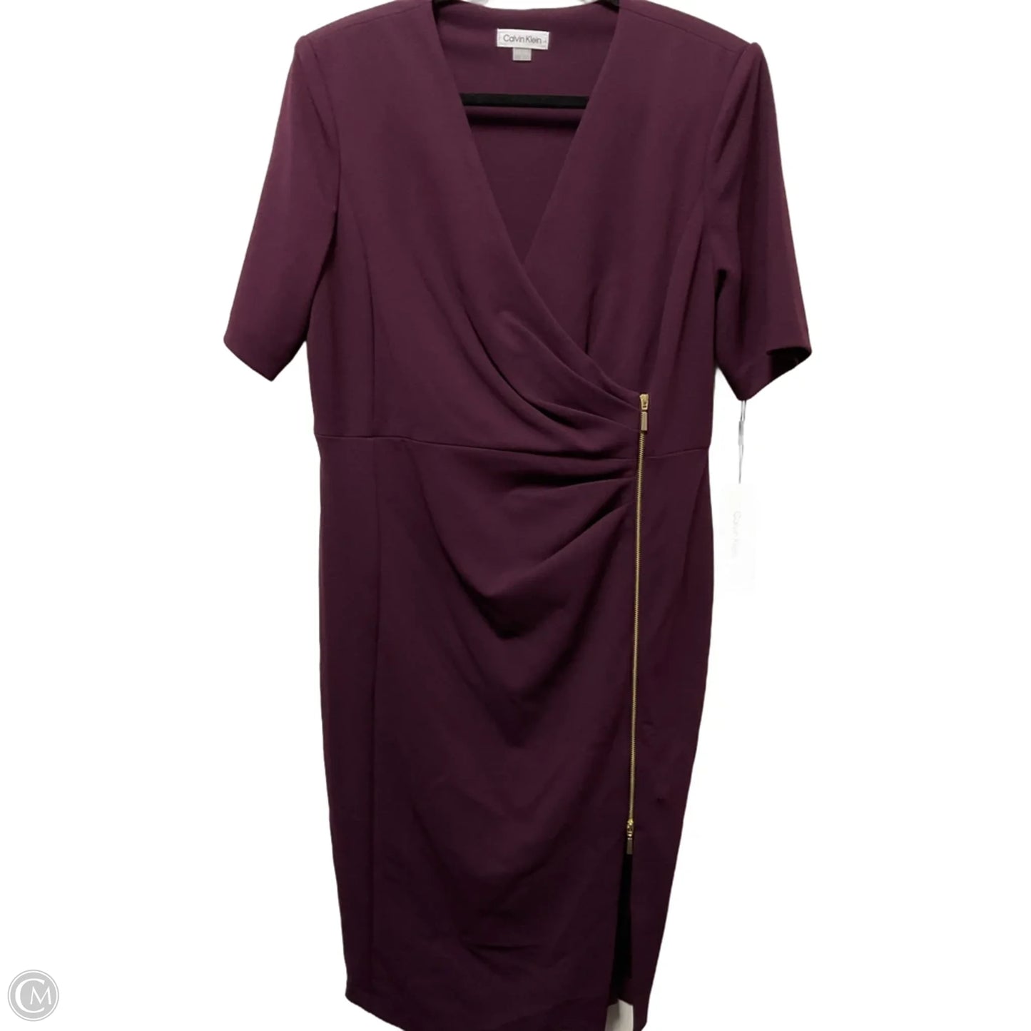Dress Party Midi By Calvin Klein In Maroon, Size: Xl