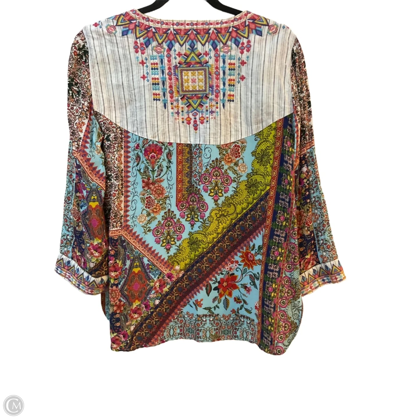 Top Long Sleeve By John Mark In Blue & Pink, Size: S